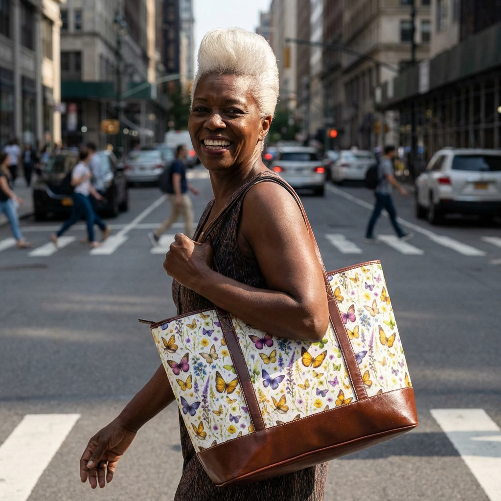Butterfly Garden Handbag — Floral Butterfly Print Tote for Spring &amp; Everyday