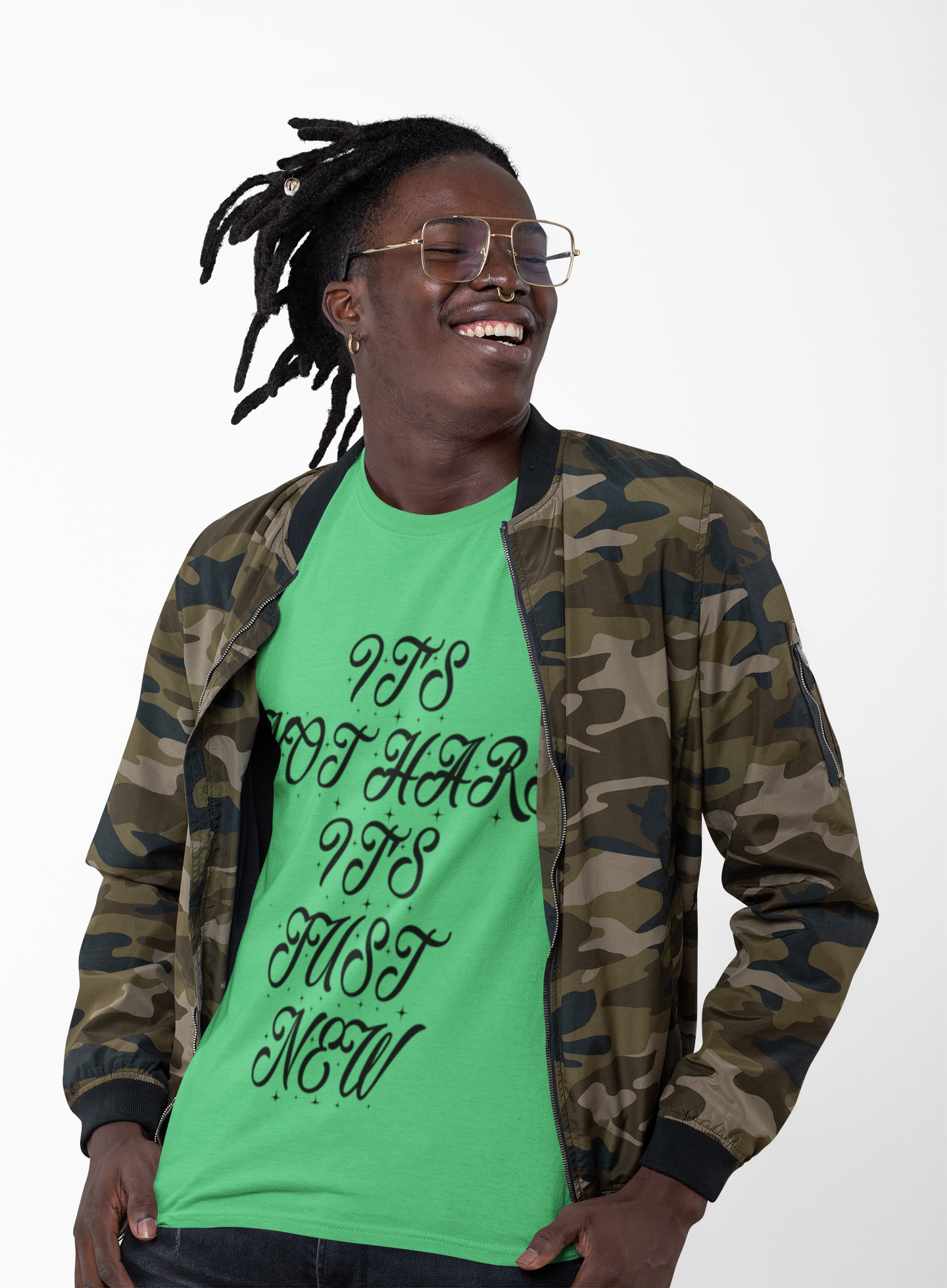 It's Not Hard It's Just New T-Shirt — Retro Script Motivational Tee with Tiny Heart product thumbnail image