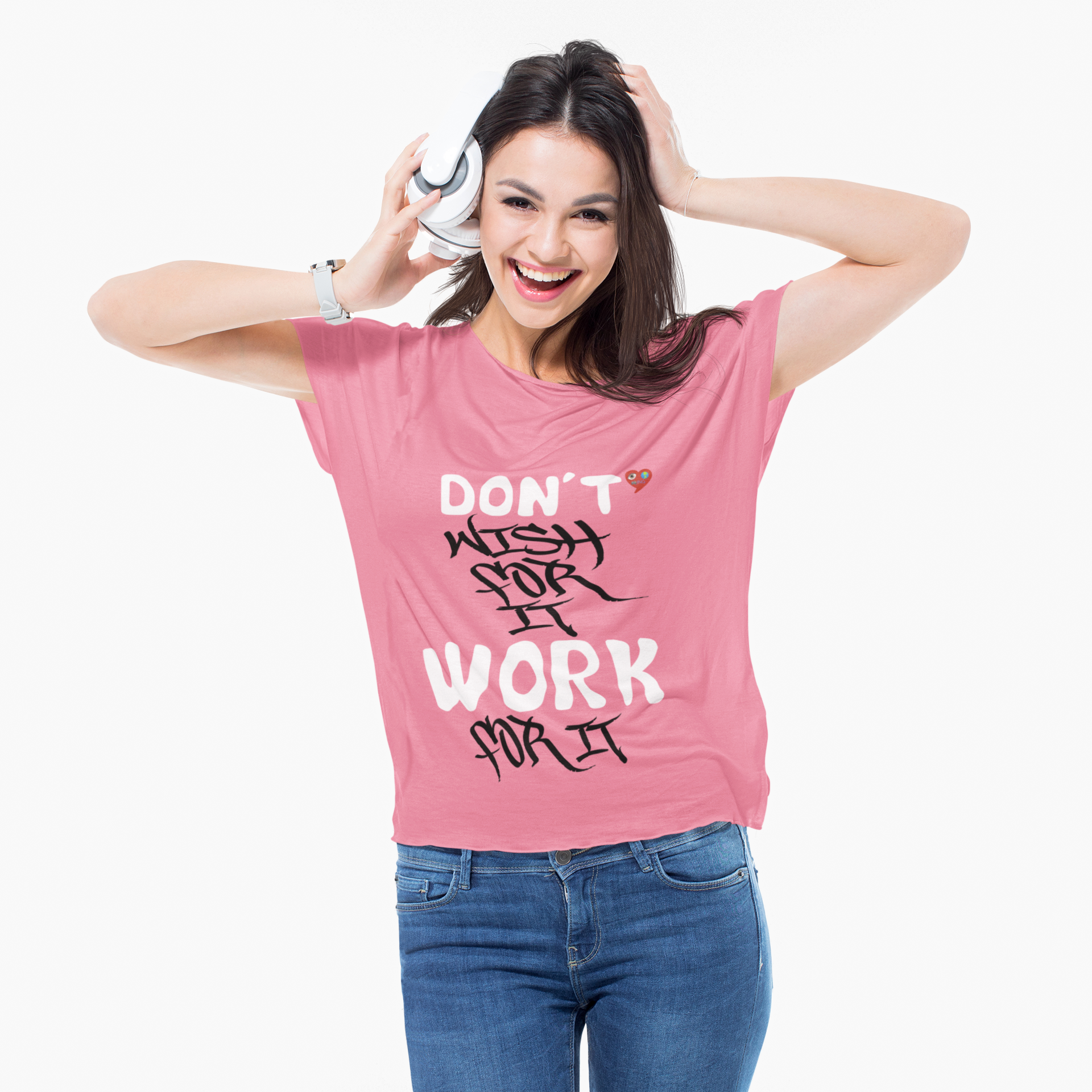 Don"t Wish For it Work for It Tee — Graffiti Script Heart Graphic T-Shirt product thumbnail image Don"t Wish For it Work for It Tee — Graffiti Script Heart Graphic T-Shirt product thumbnail image