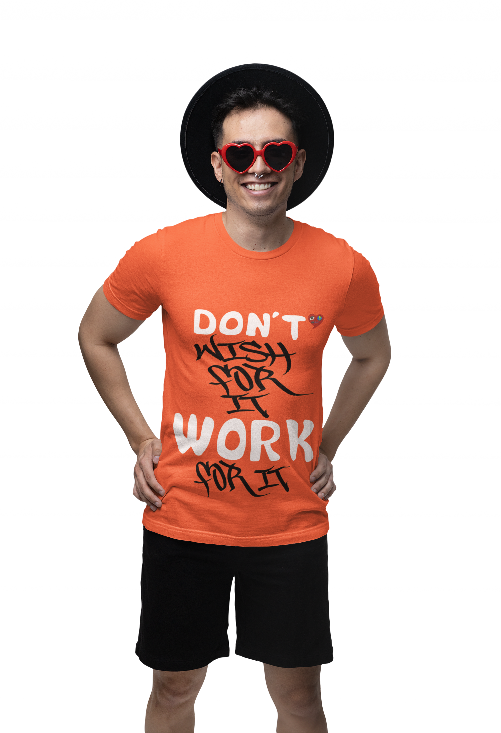 Don"t Wish For it Work for It  Tee — Graffiti Script Heart Graphic T-Shirt product thumbnail image