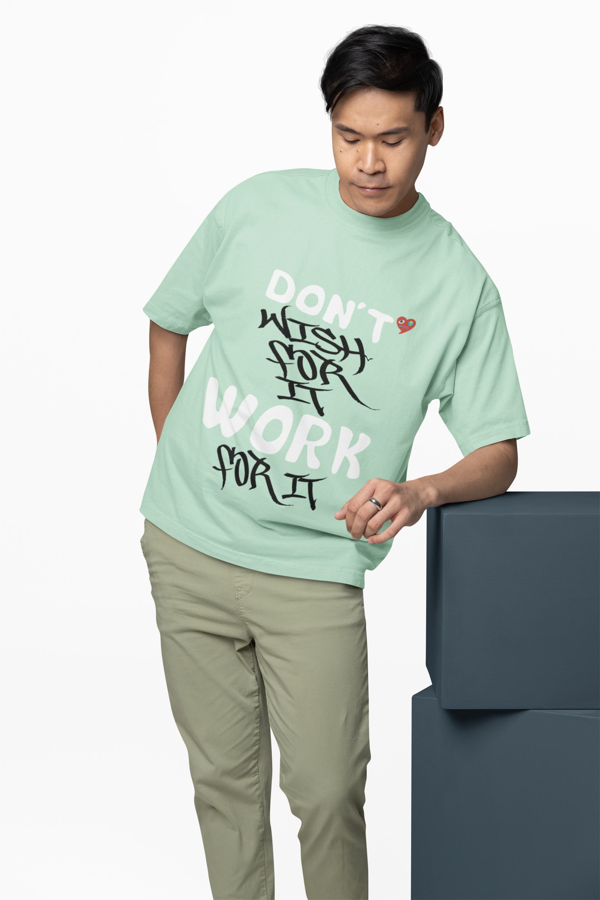 Don"t Wish For it Work for It  Tee — Graffiti Script Heart Graphic T-Shirt product thumbnail image