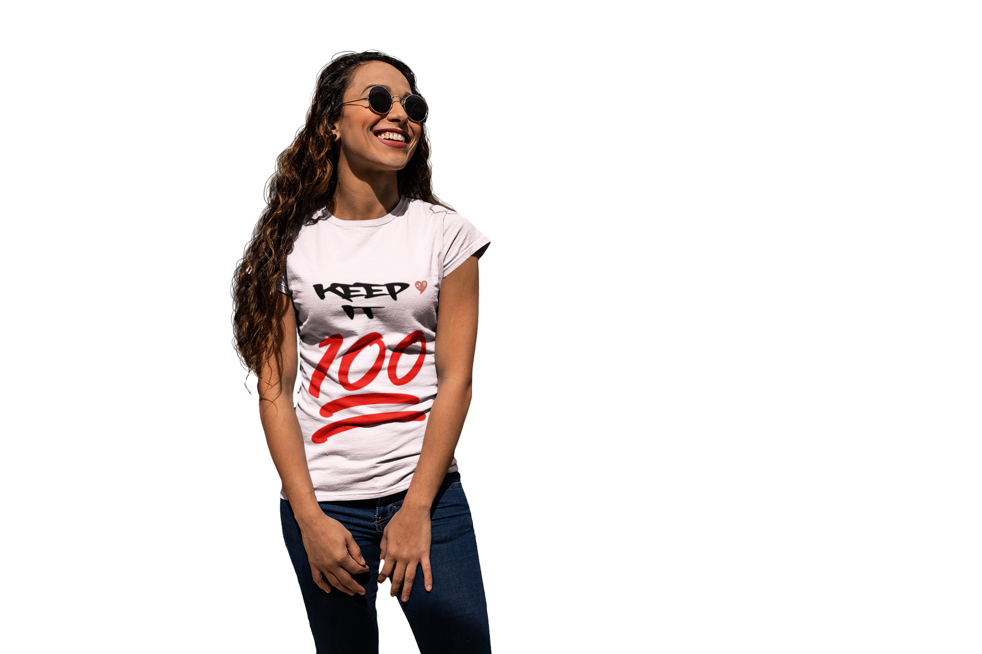 Keep It 100 T‑Shirt — Red 100 Emoji Graphic Tee