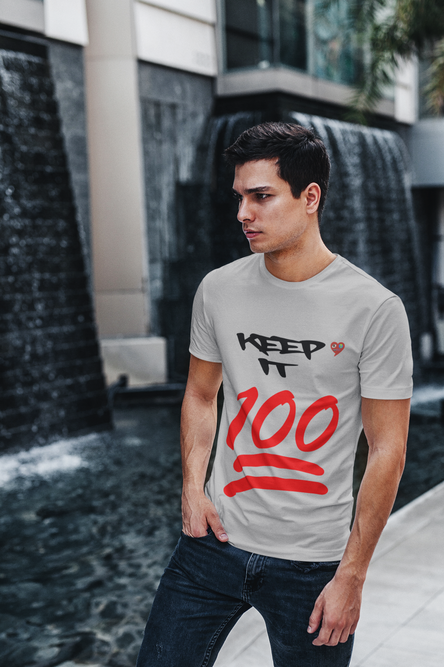 Keep It 100 T‑Shirt — Red 100 Emoji Graphic Tee product thumbnail image Keep It 100 T‑Shirt — Red 100 Emoji Graphic Tee product thumbnail image