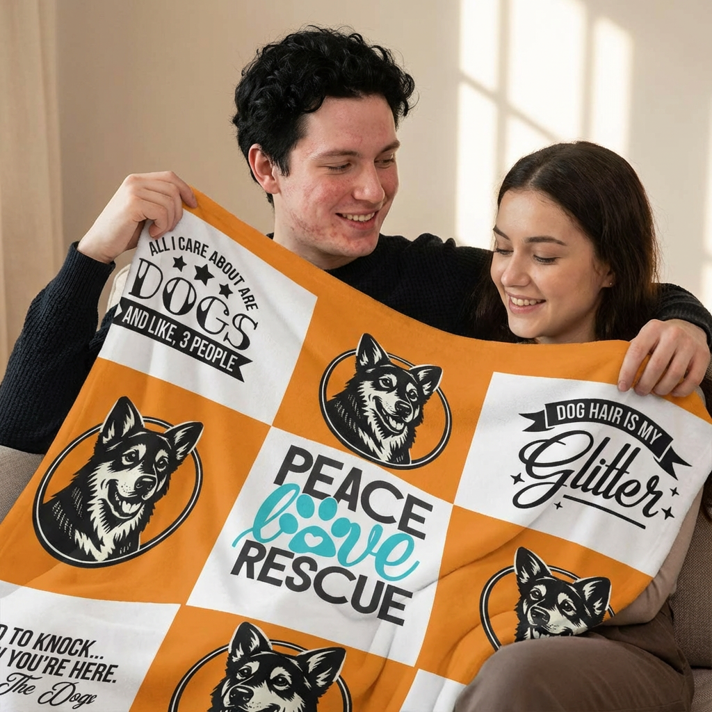 Rescue Dog Minky Blanket — Peace Love Rescue Corgi Throw