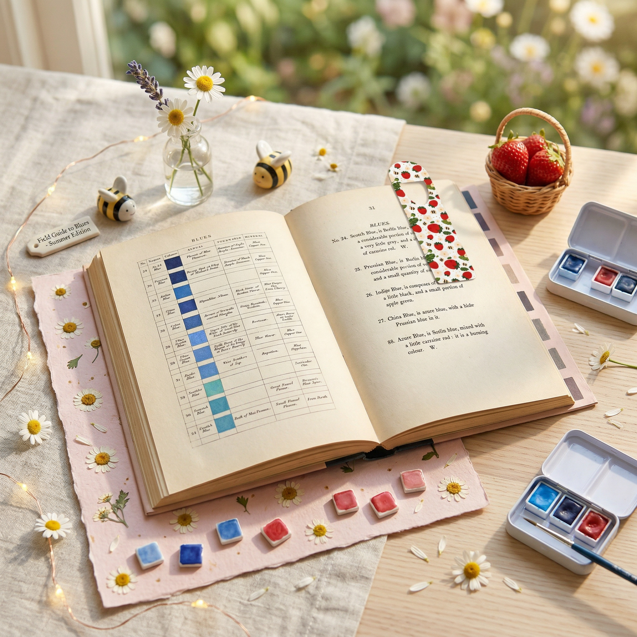 Strawberry &amp; Bees Bookmark