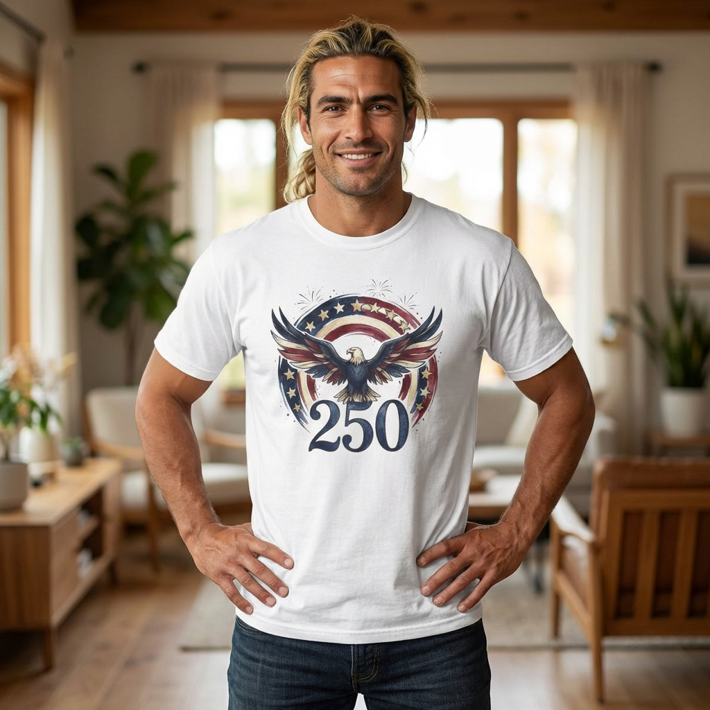 Patriotic Eagle 250th. Birthday USA T-Shirt — American Flag Vintage Eagle Tee product thumbnail image Patriotic Eagle 250th. Birthday USA T-Shirt — American Flag Vintage Eagle Tee product thumbnail image