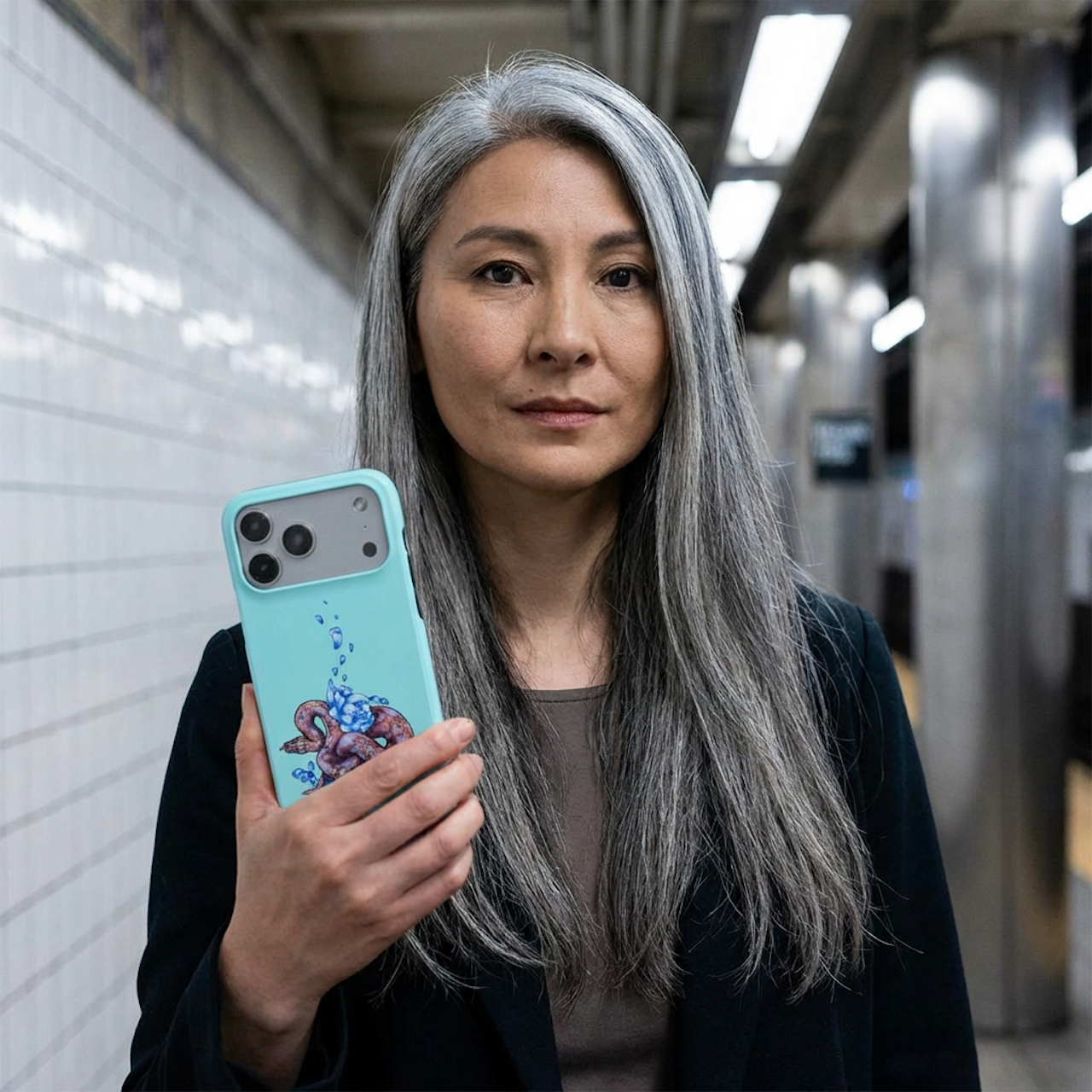 Infinite glory-Turquoise Snake &amp; Blue Flowers Card Holder