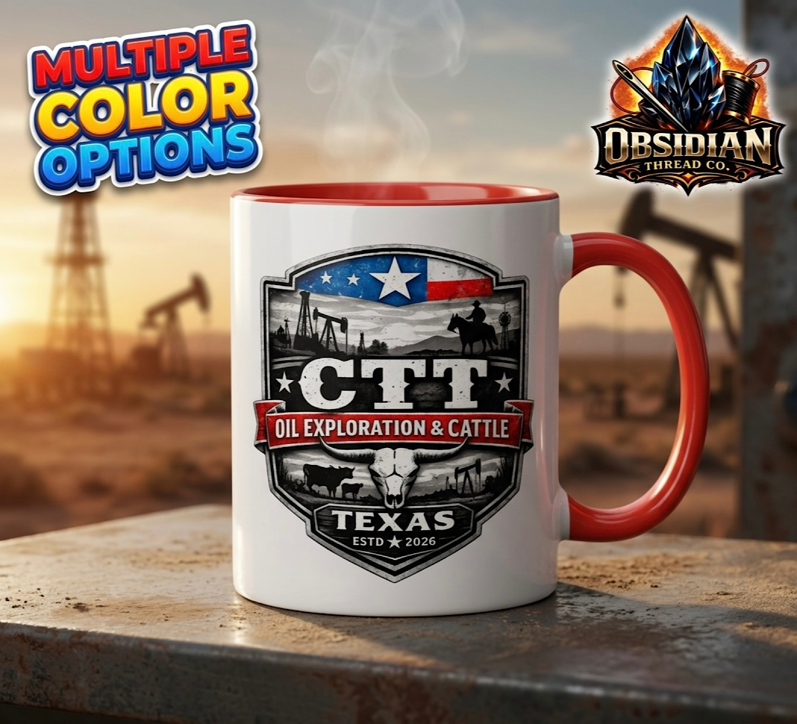 CTT Texas Oilfield M-Tex Oil Coffee Mug Landman Patch Cafe Oil Exploration Cup product thumbnail image