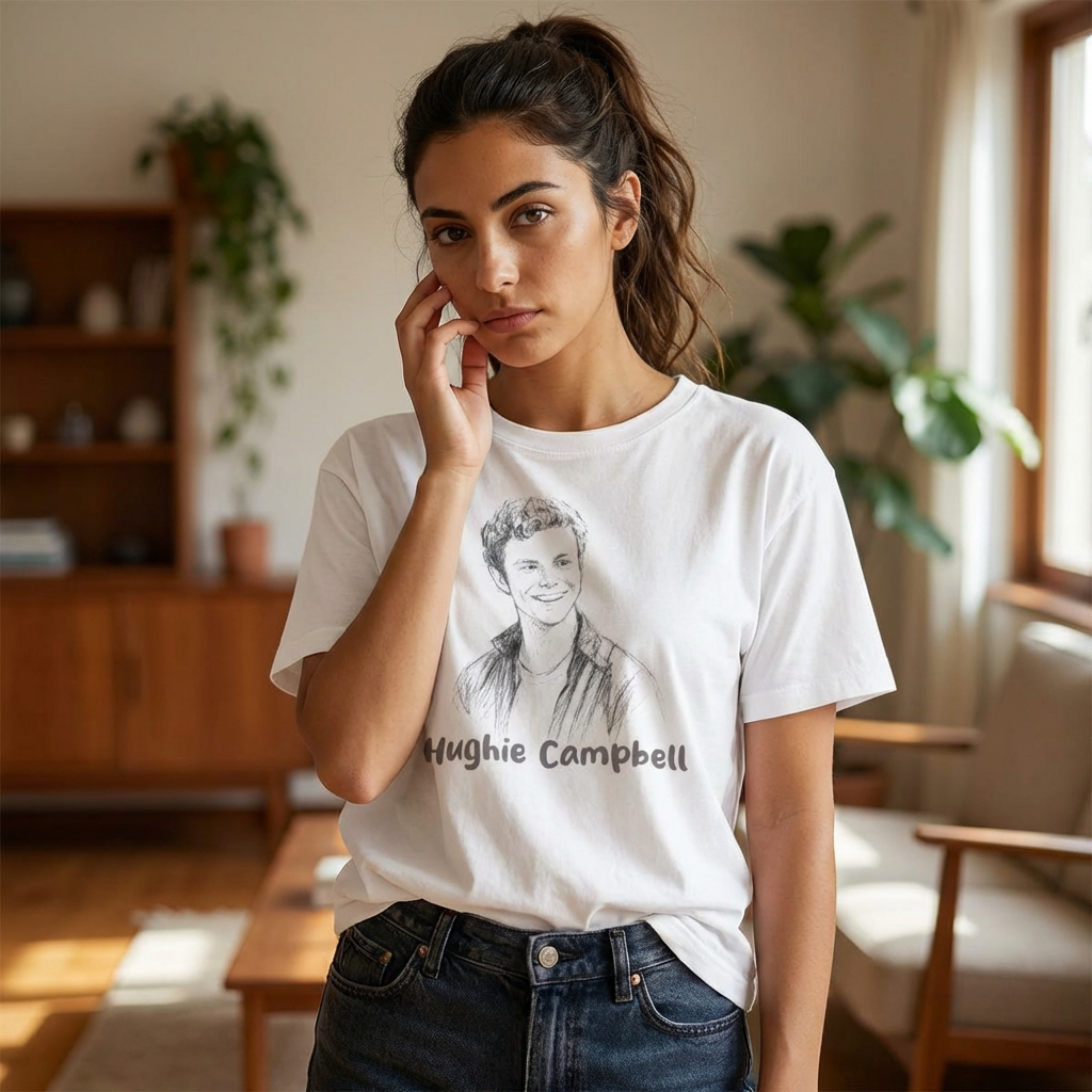 Boxy Tee — Portrait Sketch "Hughie Campbell" Graphic product thumbnail image