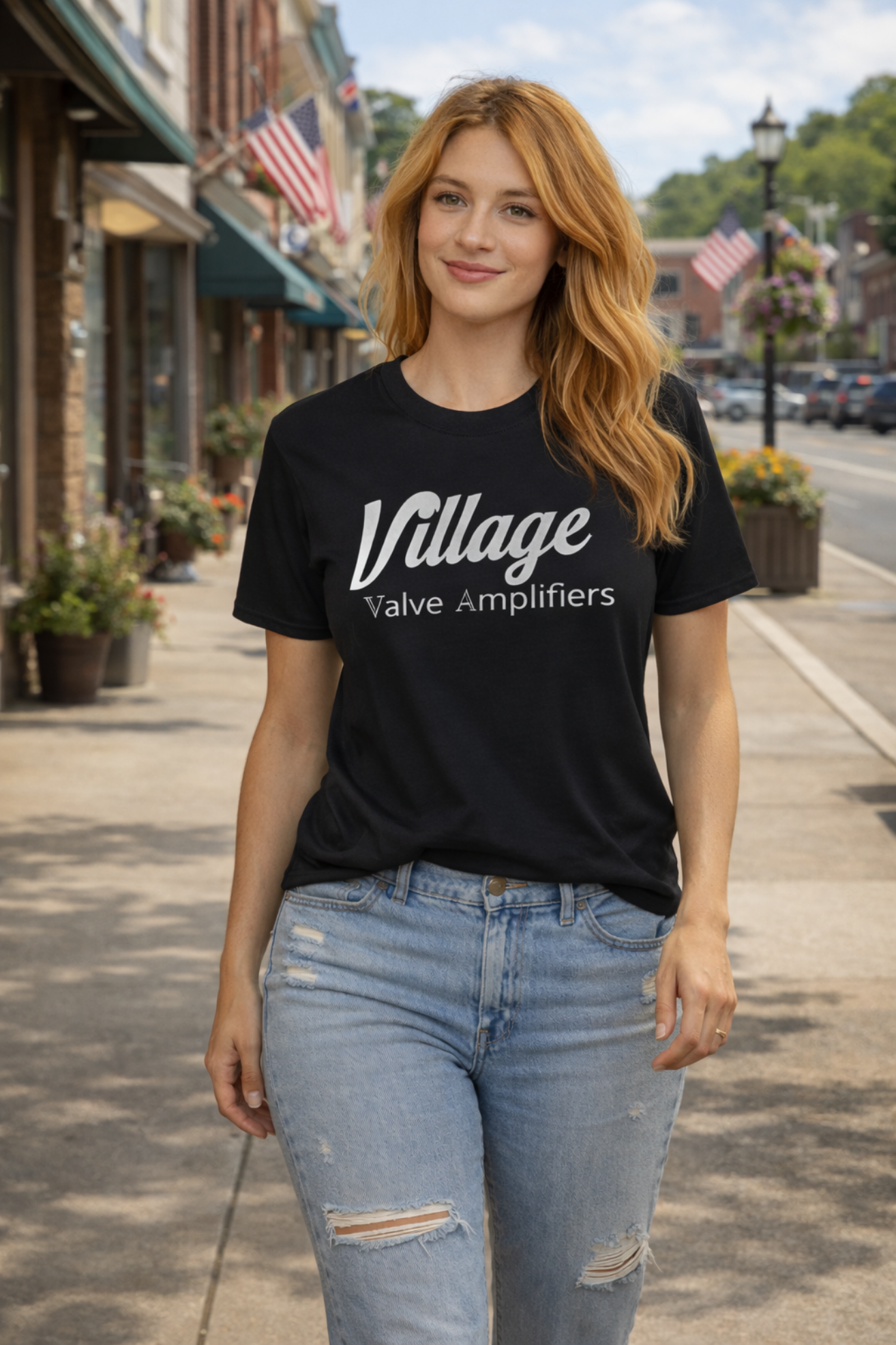 Village Valve Amplifiers T‑Shirt — Retro Tube Amp Logo Tee for Audiophiles product thumbnail image