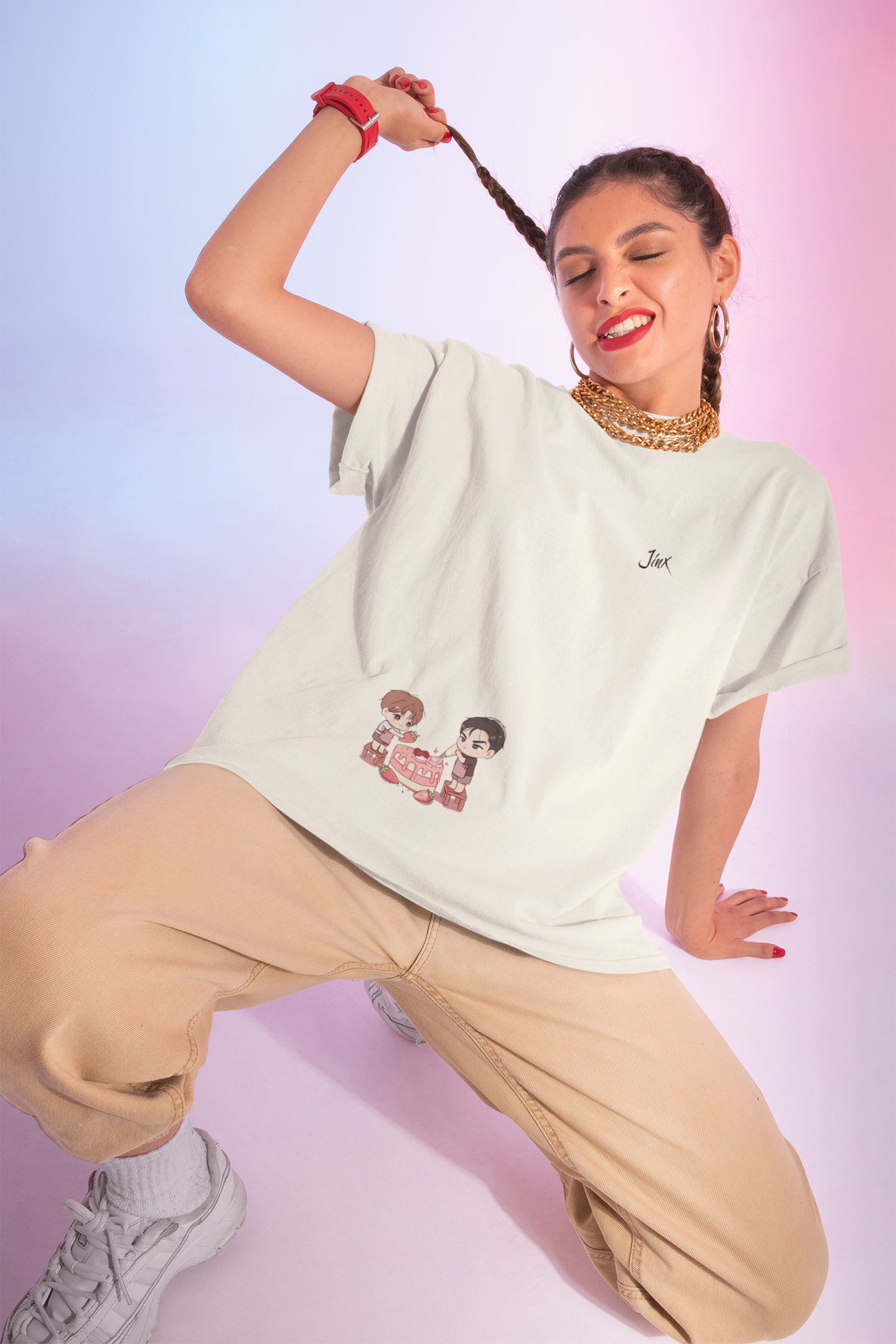 Jinx Manhwa Chibi Couple Shirt Comfort Colors 1717 Ivory Tee Cute BL Manga Inspired Kim Dan Joo Jaekyung Aesthetic Graphic Shirt Soft Washed Cotton Unisex T-Shirt product thumbnail image