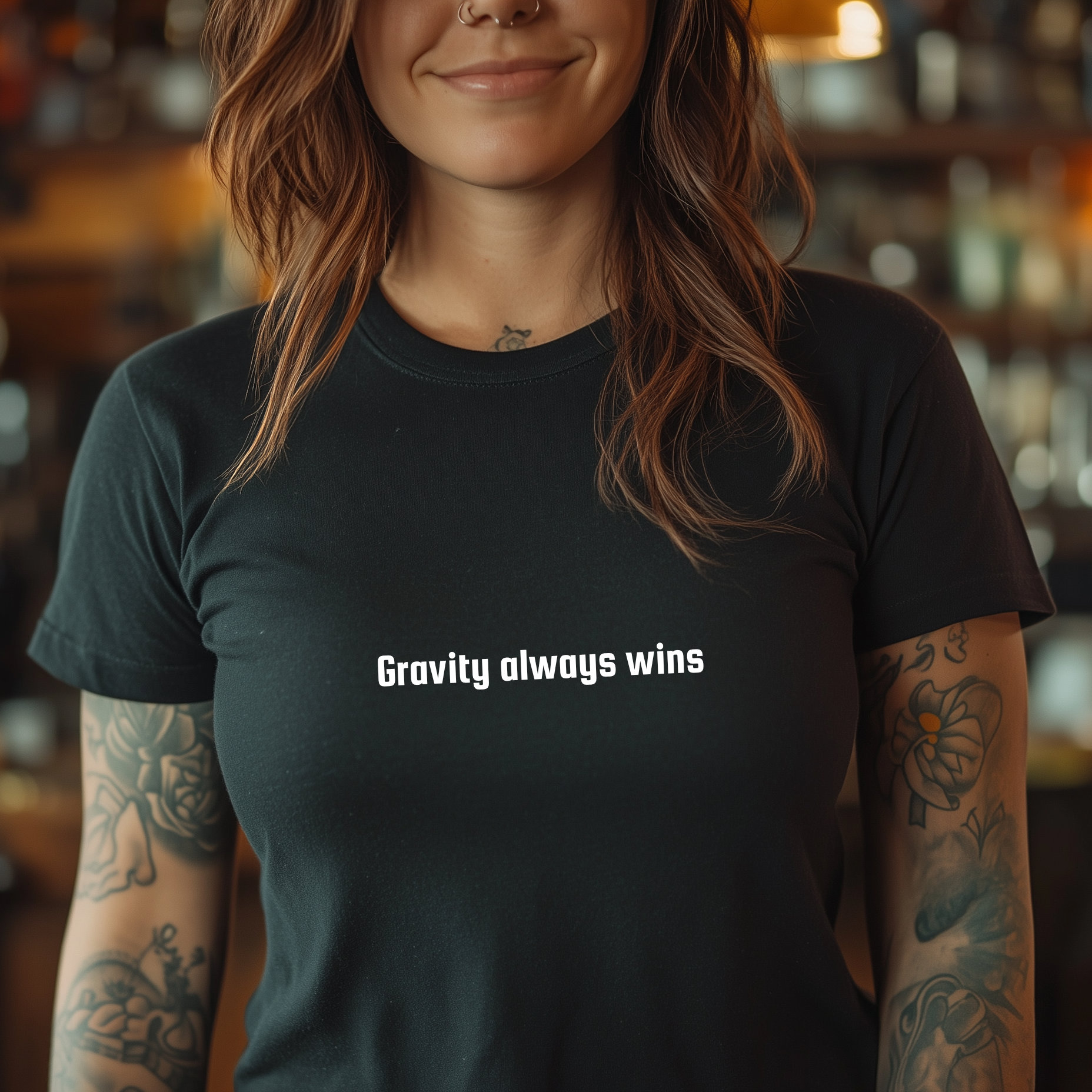 Gravity Always Wins Organic T-Shirt — Funny Offensive Graphic Tee product thumbnail image