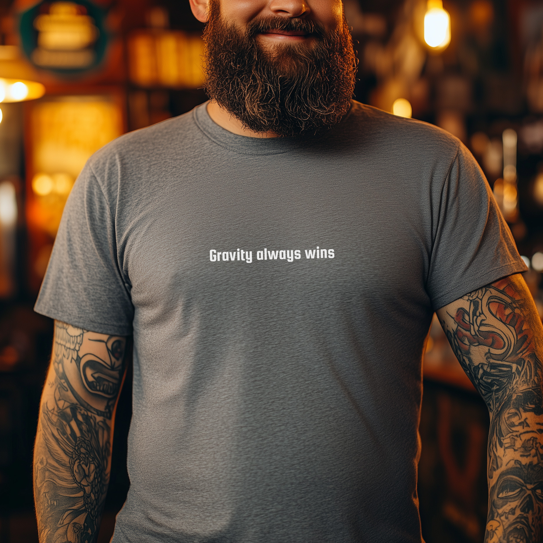 Gravity Always Wins Organic T-Shirt — Funny Offensive Graphic Tee product thumbnail image