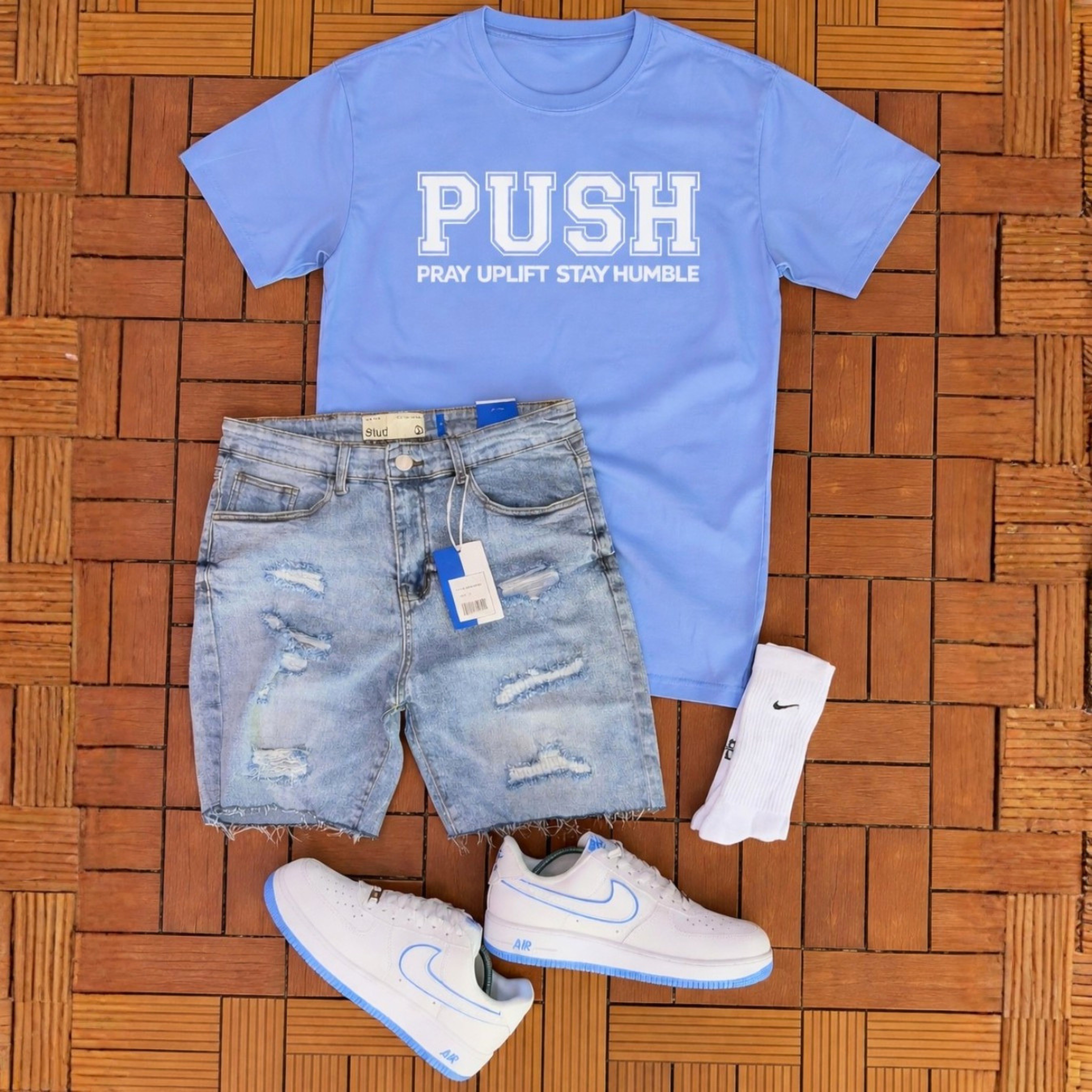 Unisex Softstyle PUSH Carolina/White T-Shirt product thumbnail image