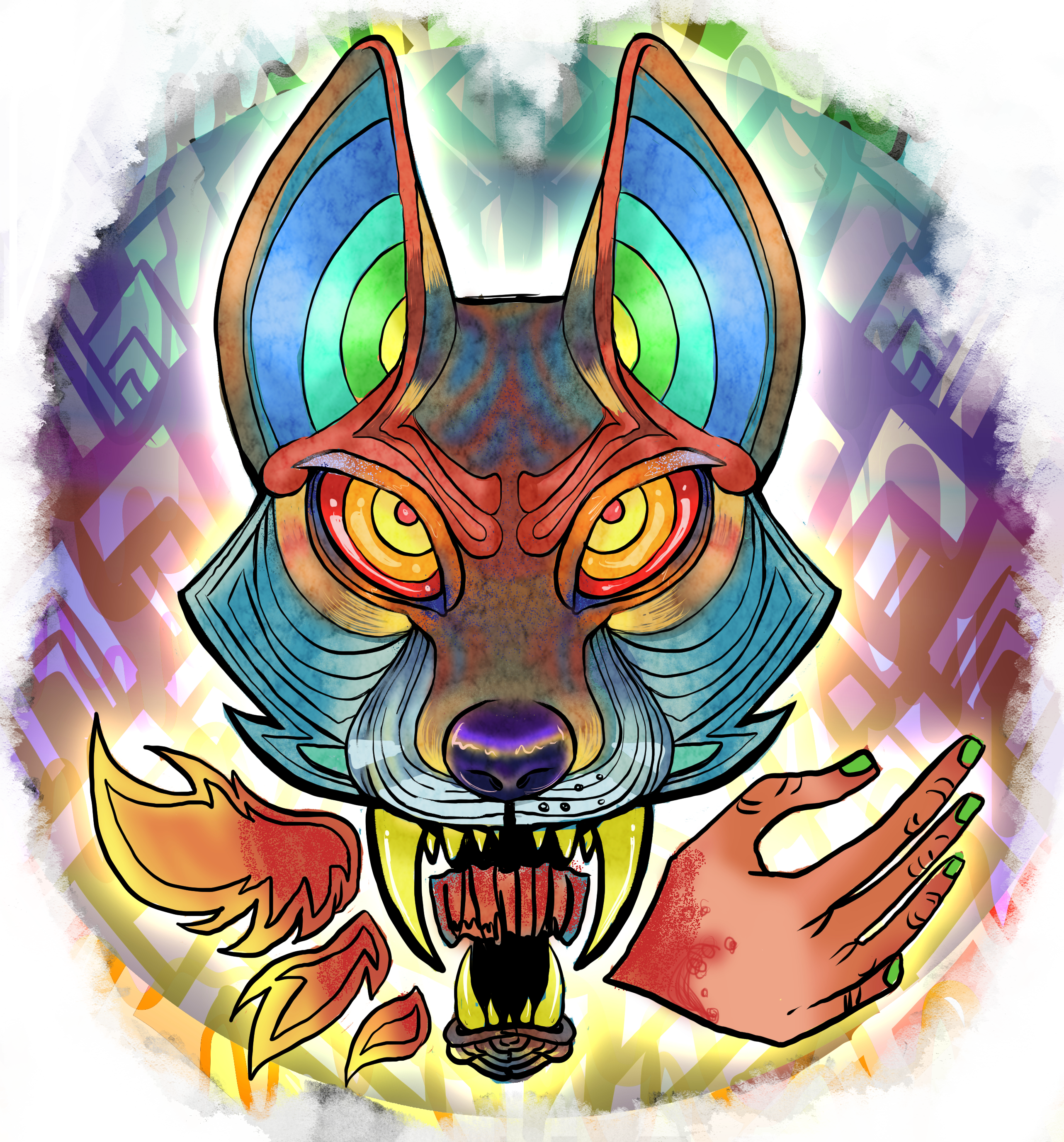 Psychedelic Wolf Head Graphic T-Shirt product thumbnail image