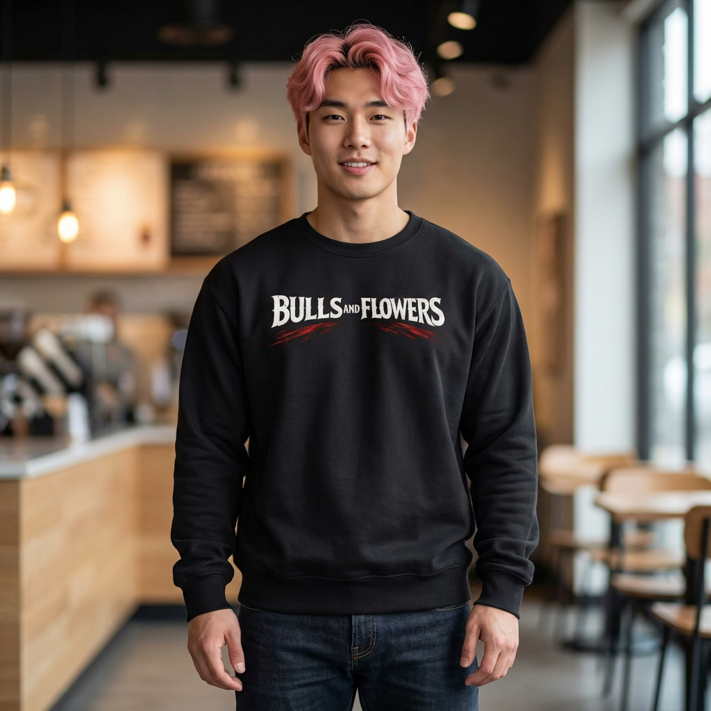 Bulls and Flowers Crewneck Sweatshirt — 'Forever Stay Wild' Graphic product thumbnail image Bulls and Flowers Crewneck Sweatshirt — 'Forever Stay Wild' Graphic product thumbnail image