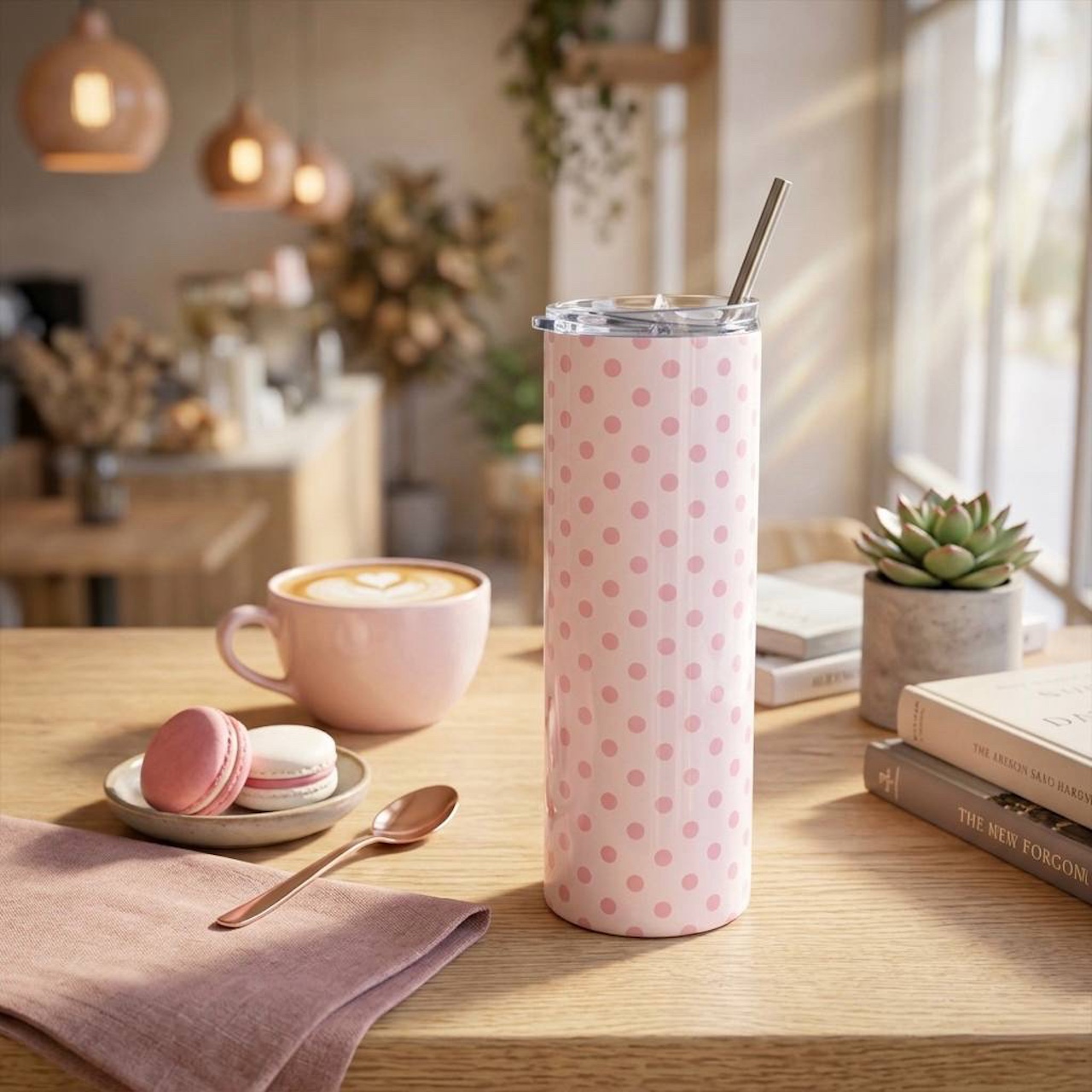 Pink Polka Dot 20oz Tumbler - Cute Stainless Steel Travel Cup Gift product thumbnail image Pink Polka Dot 20oz Tumbler - Cute Stainless Steel Travel Cup Gift product thumbnail image