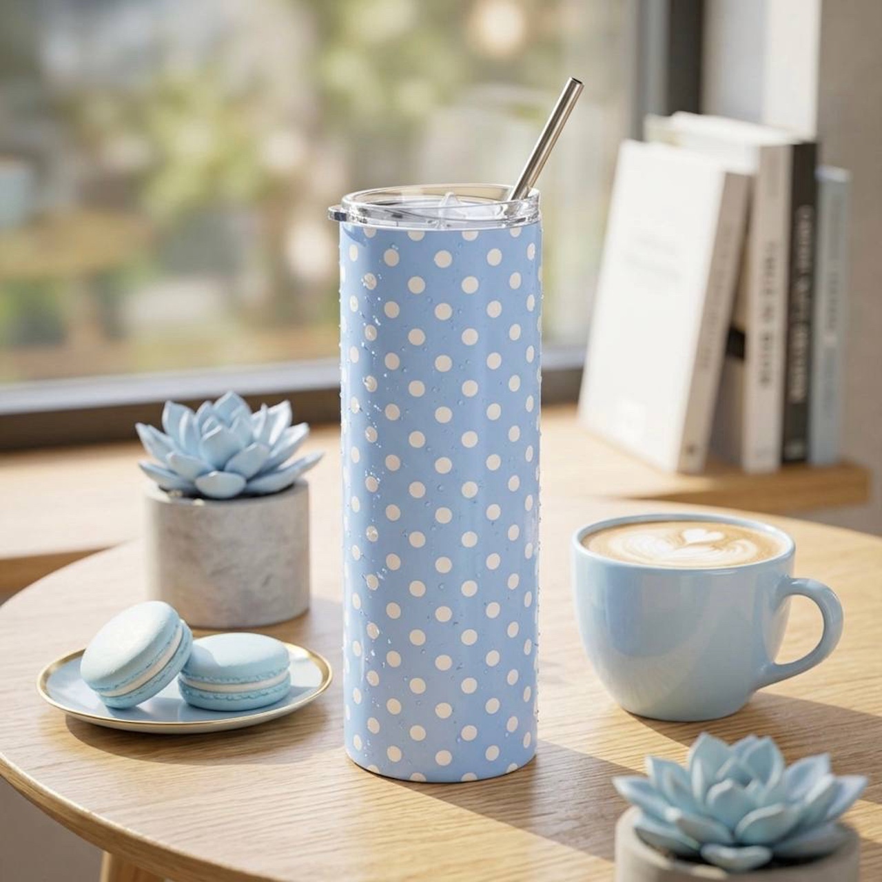 Sky Blue Polka Dot 20oz Tumbler – Cute Stainless Steel Travel Cup Gift product thumbnail image Sky Blue Polka Dot 20oz Tumbler – Cute Stainless Steel Travel Cup Gift product thumbnail image
