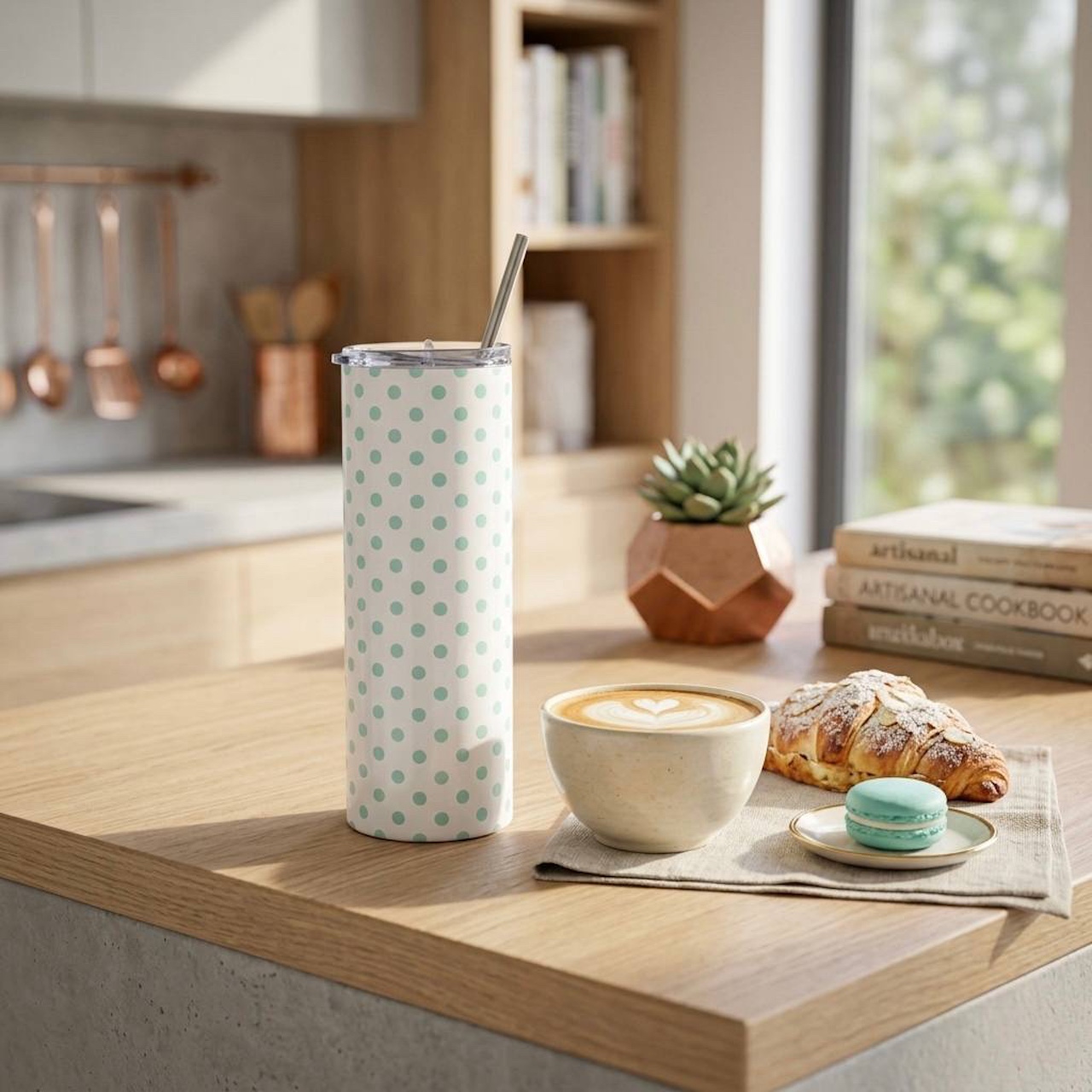 Teal Polka Dot 20oz Tumbler - Cute Stainless Steel Travel Cup Gift product thumbnail image Teal Polka Dot 20oz Tumbler - Cute Stainless Steel Travel Cup Gift product thumbnail image