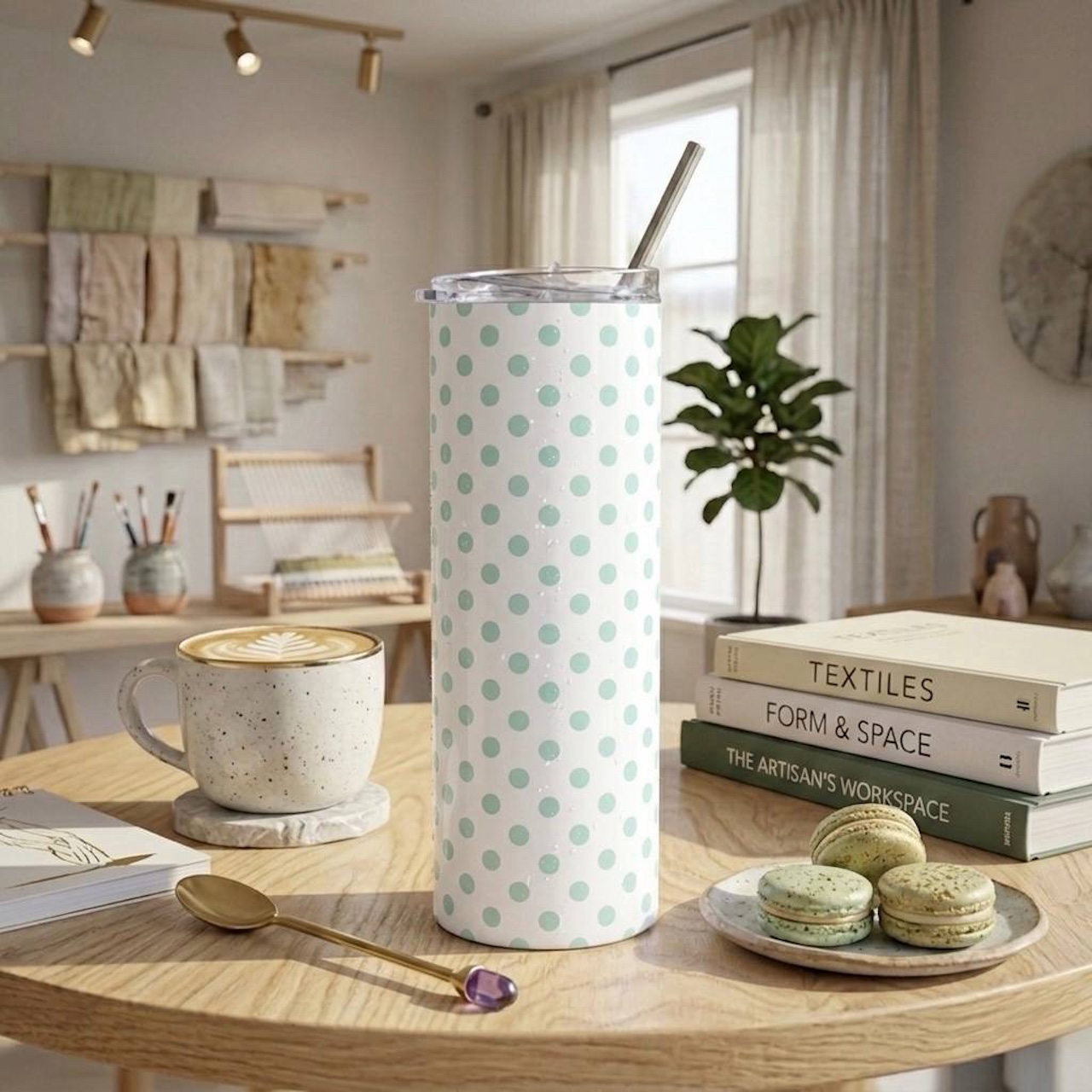 Teal Polka Dot 20oz Tumbler - Cute Stainless Steel Travel Cup Gift product thumbnail image Teal Polka Dot 20oz Tumbler - Cute Stainless Steel Travel Cup Gift product thumbnail image