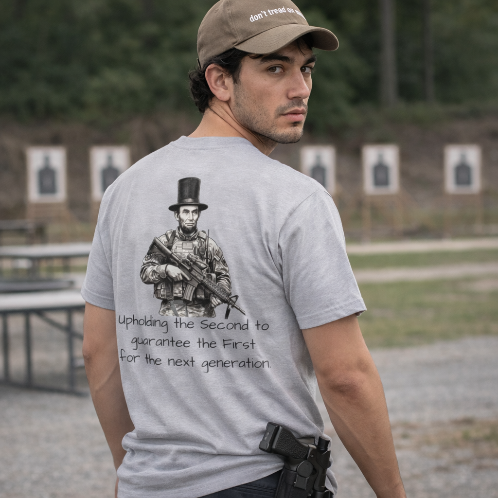 Patriotic 2nd Amendment Tee — 'Upholding the Second to Guarantee the First' Graphic T-Shirt product thumbnail image