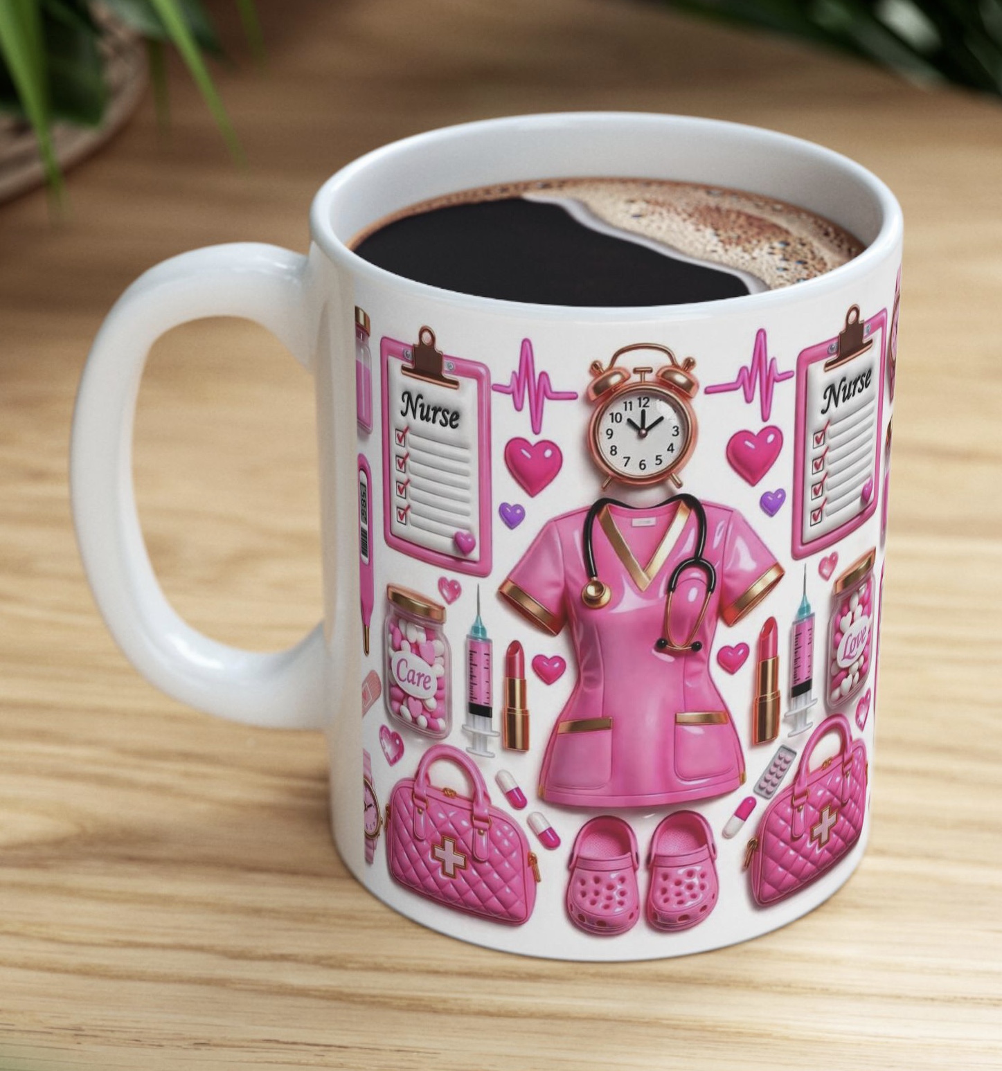Nurse Pink Icons Ceramic Mug – Cute Healthcare Gifts (11oz, 15oz) product thumbnail image
