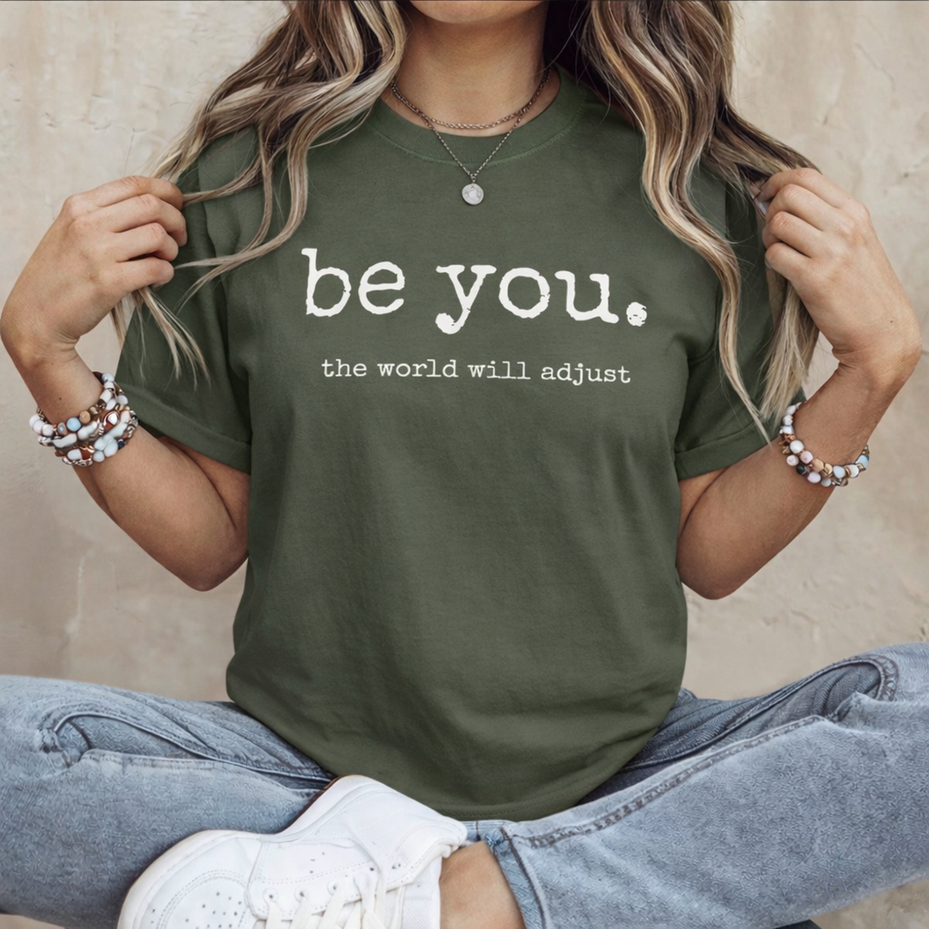 Be You The World Will Adjust Shirt, Inspirational Graphic Tee, Motivational Comfort Colors Style Tee, Self Love Shirt, Positive Quote T-Shirt product thumbnail image