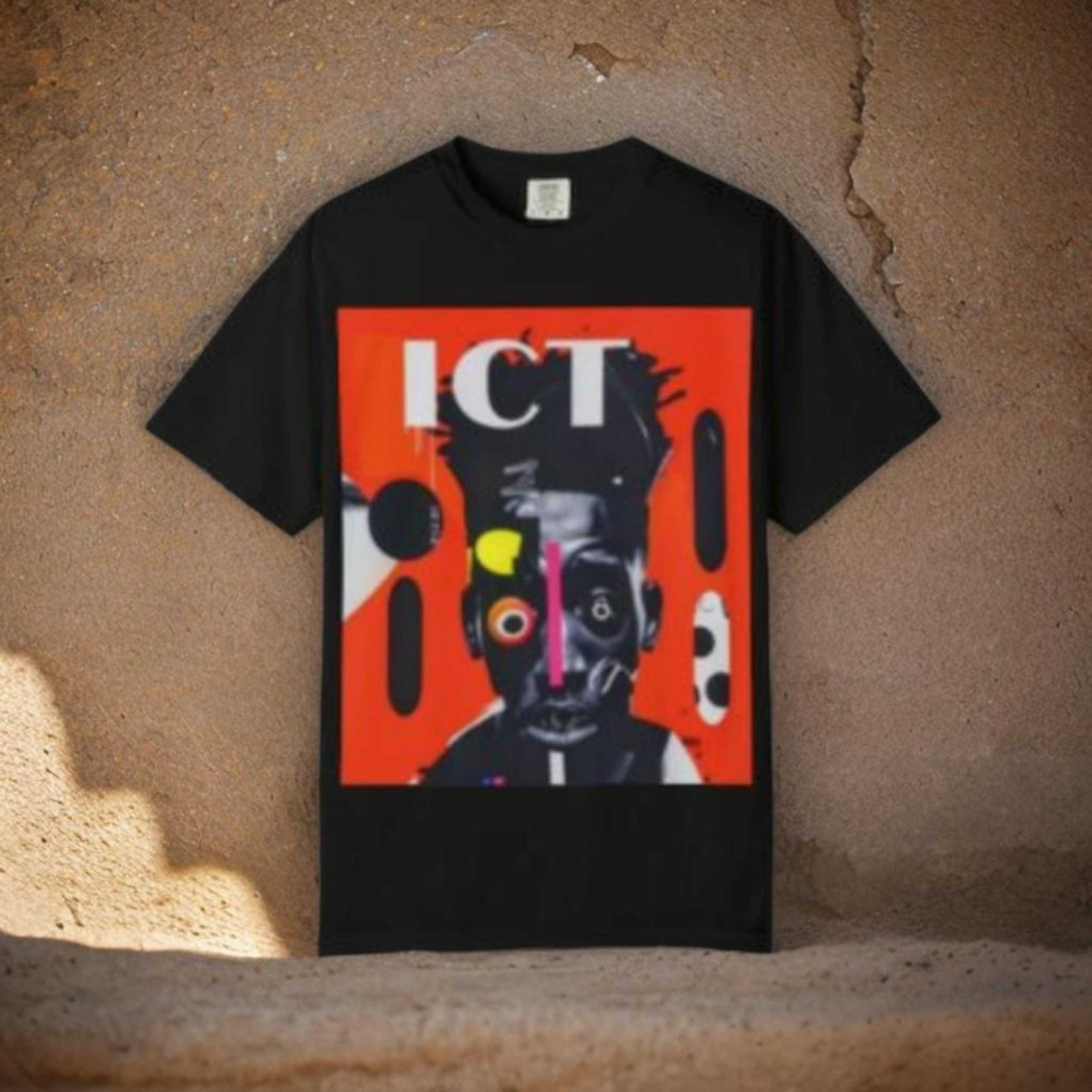 Abstract Portrait Graphic T-Shirt – 'ICT' Bold Red Art Tee