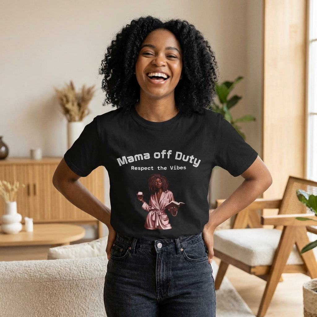 Mama Off Duty T-Shirt — "Respect the Vibes" Relaxed Mom Graphic Tee product thumbnail image