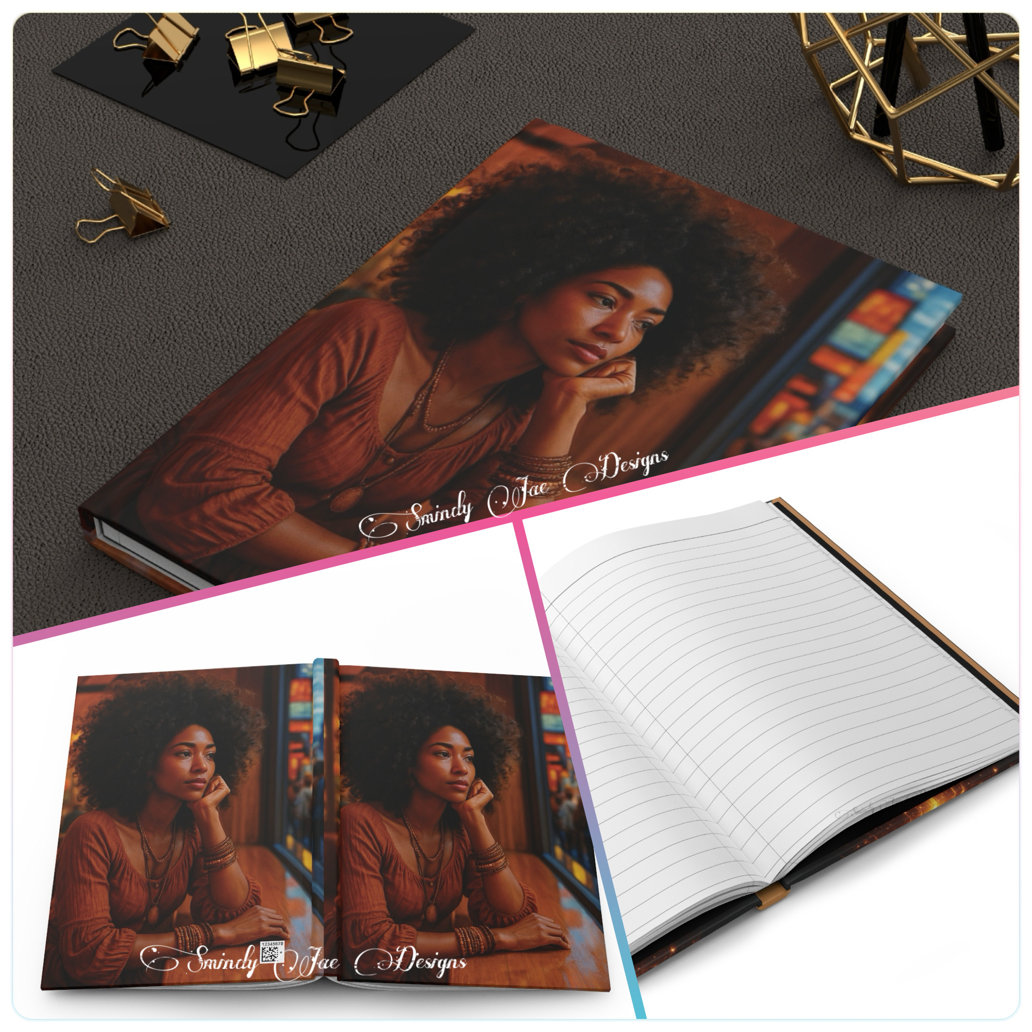 Afrocentric Journal | Black Woman Art, Natural Hair Journal Hardcover Matte product thumbnail image Afrocentric Journal | Black Woman Art, Natural Hair Journal Hardcover Matte product thumbnail image