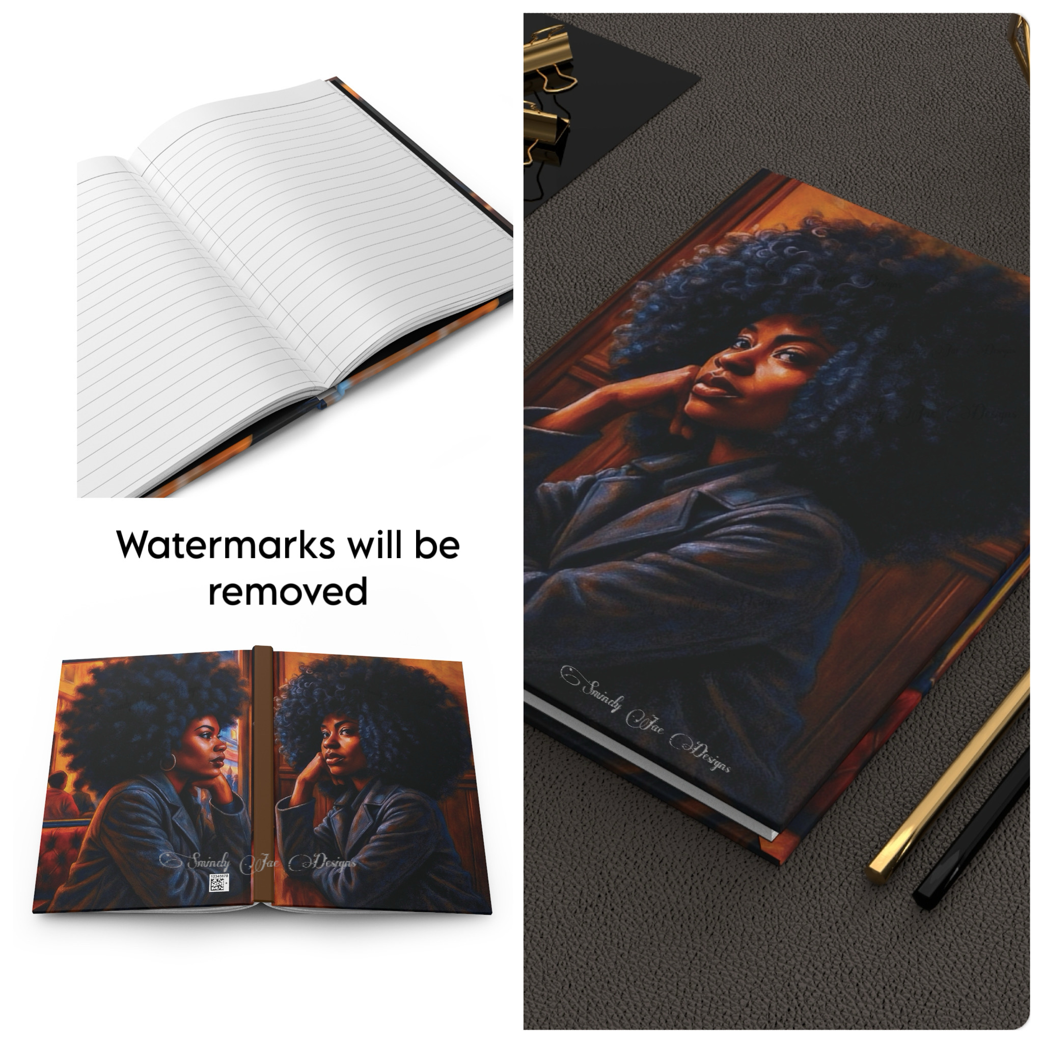 Afrocentric Journal | Black Woman Art, Natural Hair Journal Hardcover Matte product thumbnail image Afrocentric Journal | Black Woman Art, Natural Hair Journal Hardcover Matte product thumbnail image