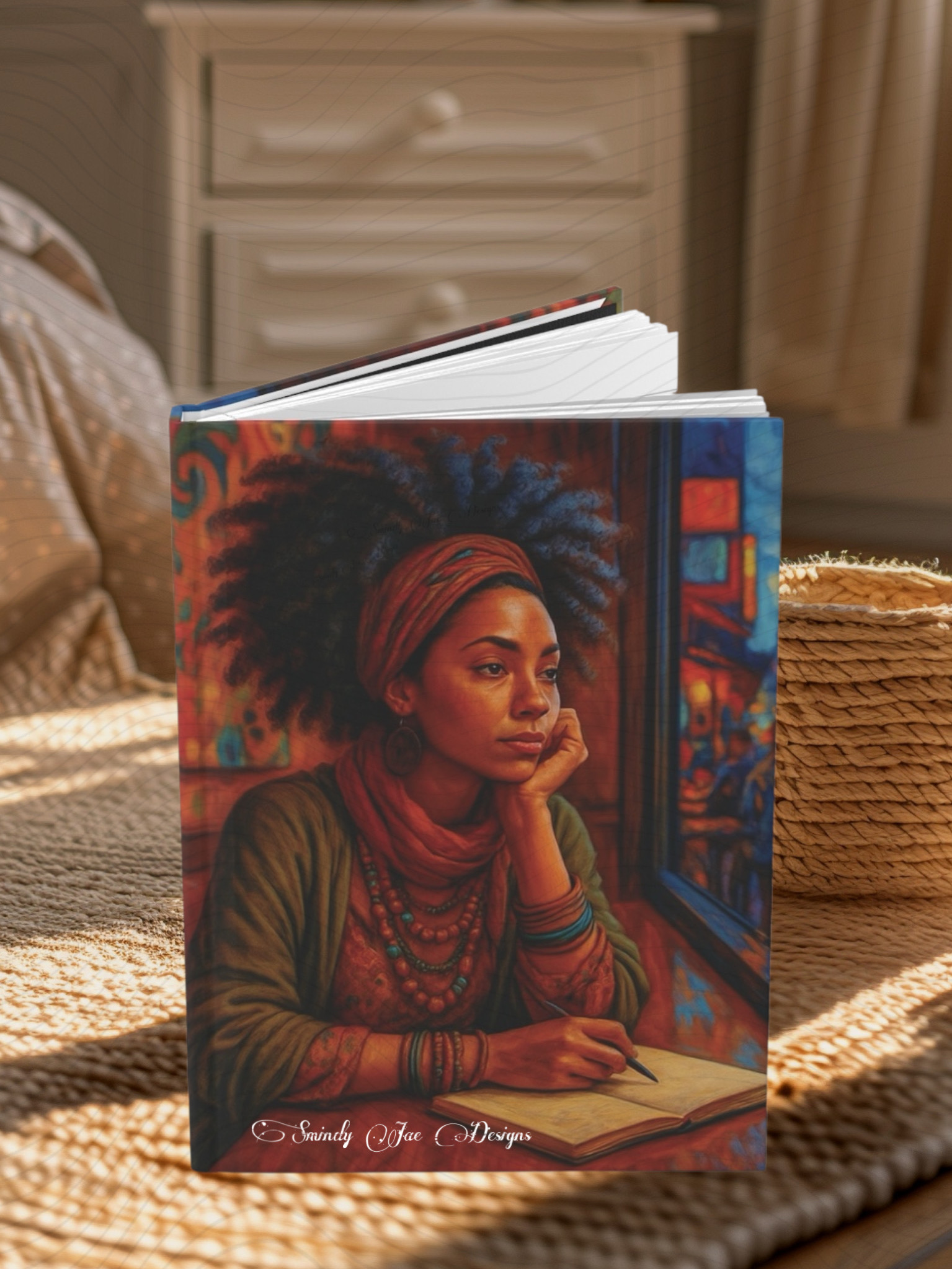 Afrocentric Journal | Black Woman Art, Natural Hair Journal Hardcover Matte 