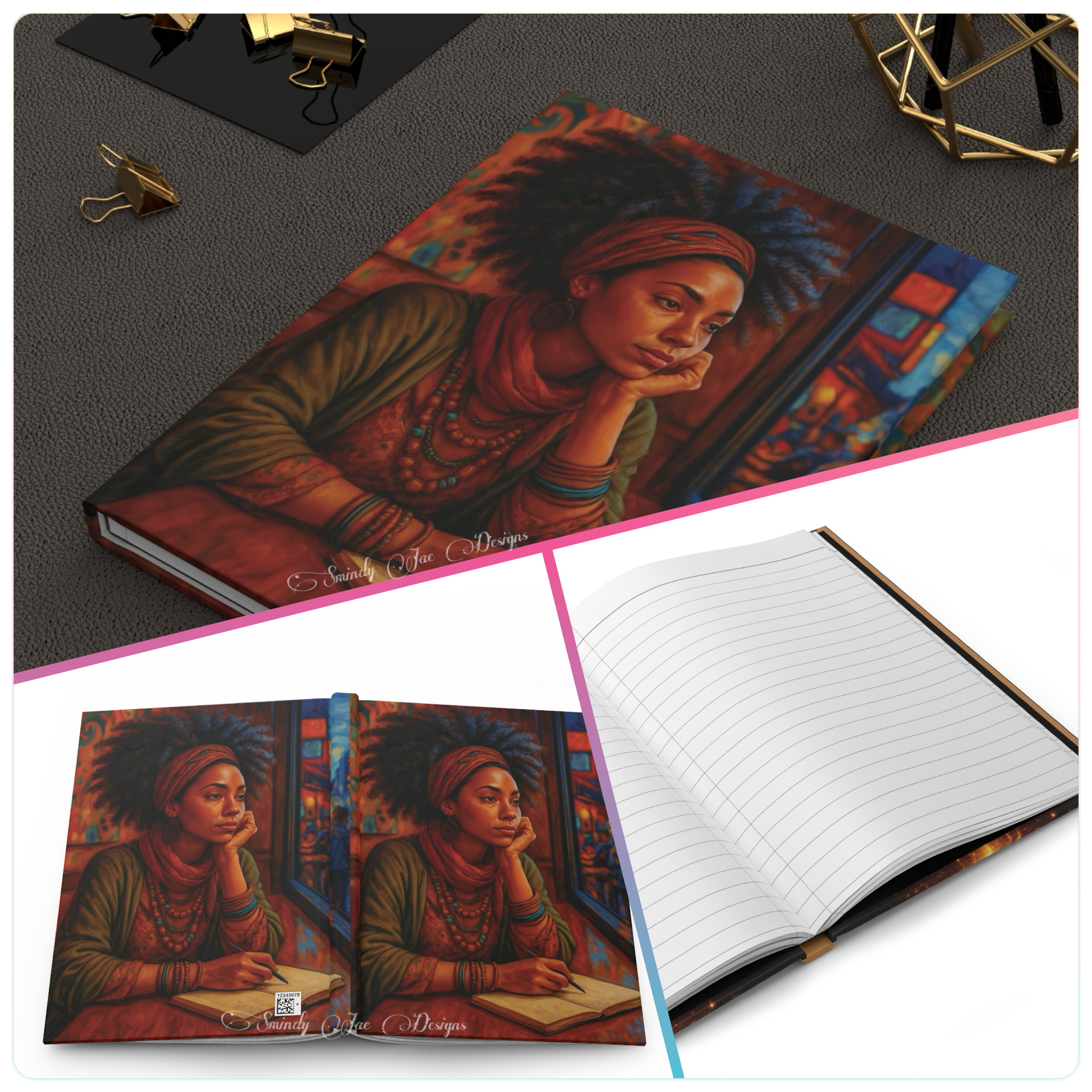 Afrocentric Journal | Black Woman Art, Natural Hair Journal Hardcover Matte  product thumbnail image