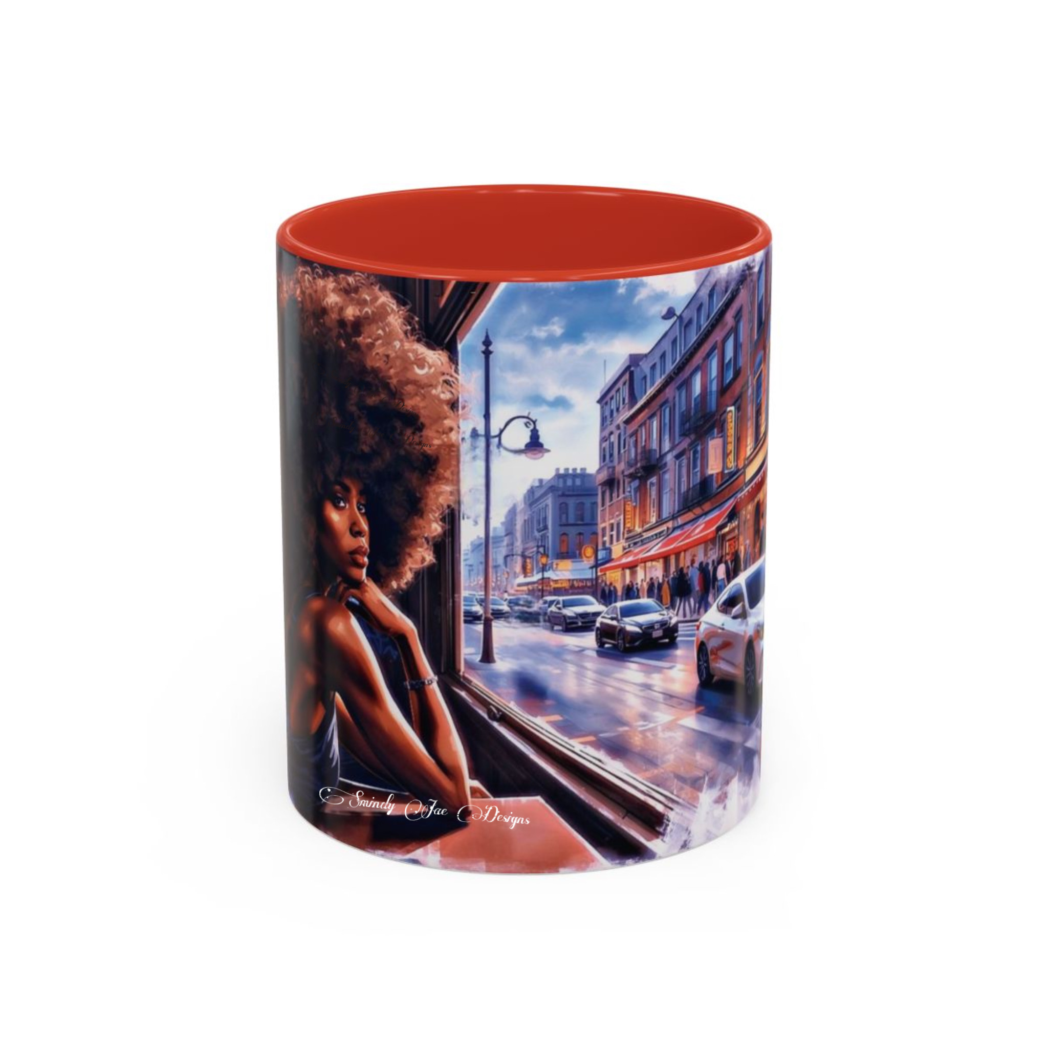 Afrocentric Black Woman Accent Coffee Mug, Collectible, Cozy Mornings,  product thumbnail image