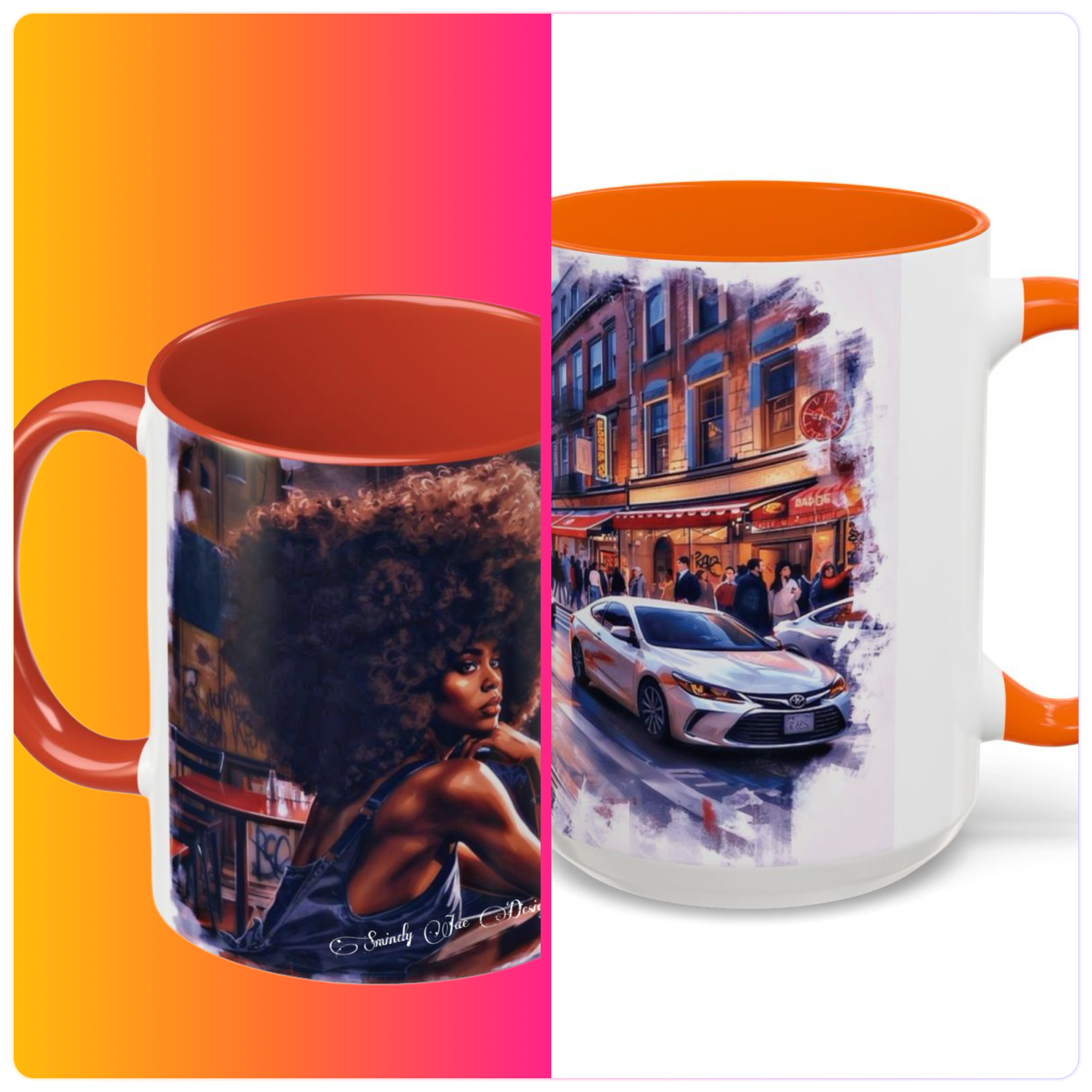 Afrocentric Black Woman Accent Coffee Mug, Collectible, Cozy Mornings,  product thumbnail image