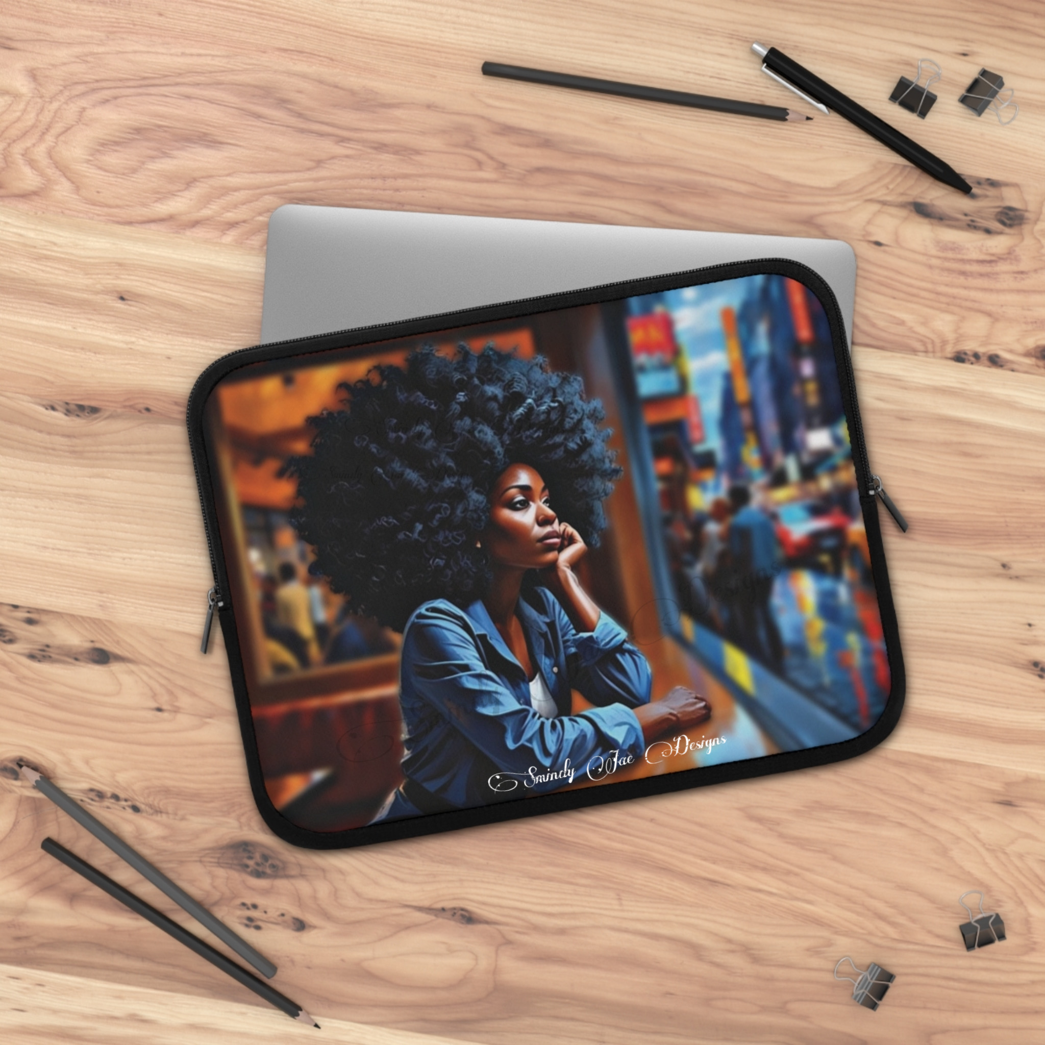 Afrocentric Reflection Laptop Sleeve - Bold Design, Protective Case, Gift for Students, Tech Accessories product thumbnail image