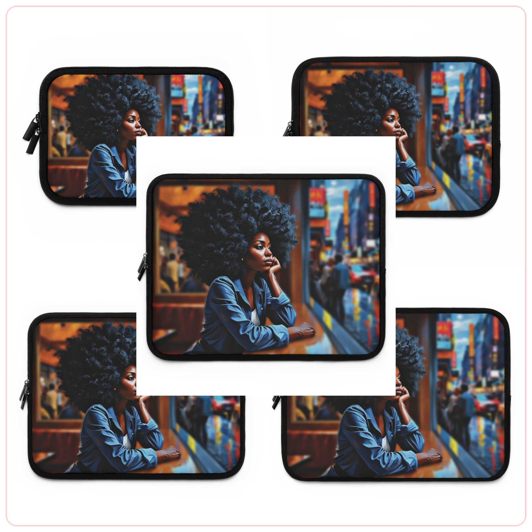 Afrocentric Reflection Laptop Sleeve - Bold Design, Protective Case, Gift for Students, Tech Accessories product thumbnail image