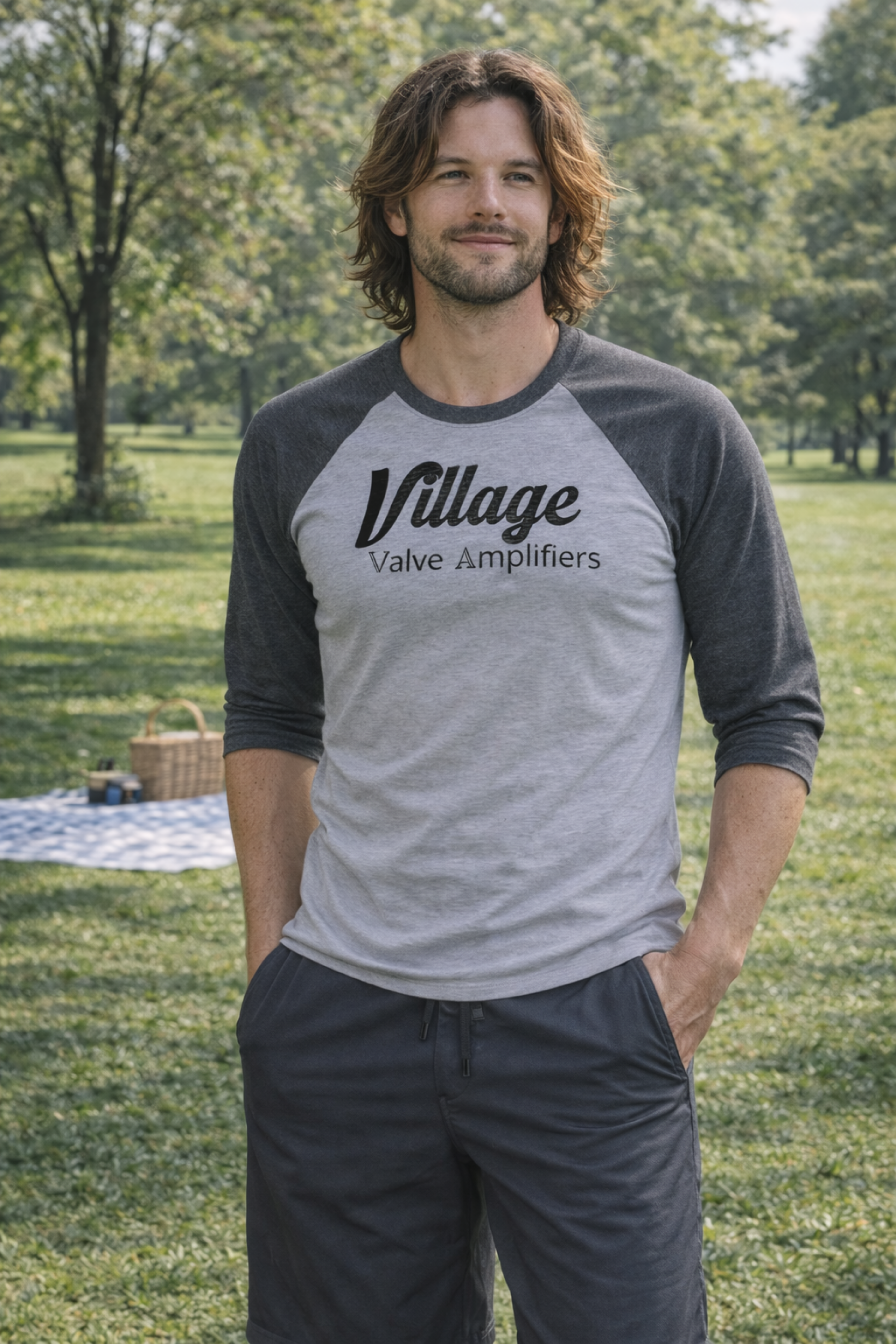 Raglan Tee — 'Village Valve &amp; Amplifiers' Vintage Baseball Shirt product thumbnail image