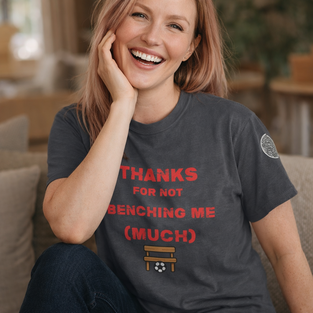 T-Shirt — "Thanks for Not Benching Me (Much)" Funny Gym Bench Press Shirt product thumbnail image T-Shirt — "Thanks for Not Benching Me (Much)" Funny Gym Bench Press Shirt product thumbnail image