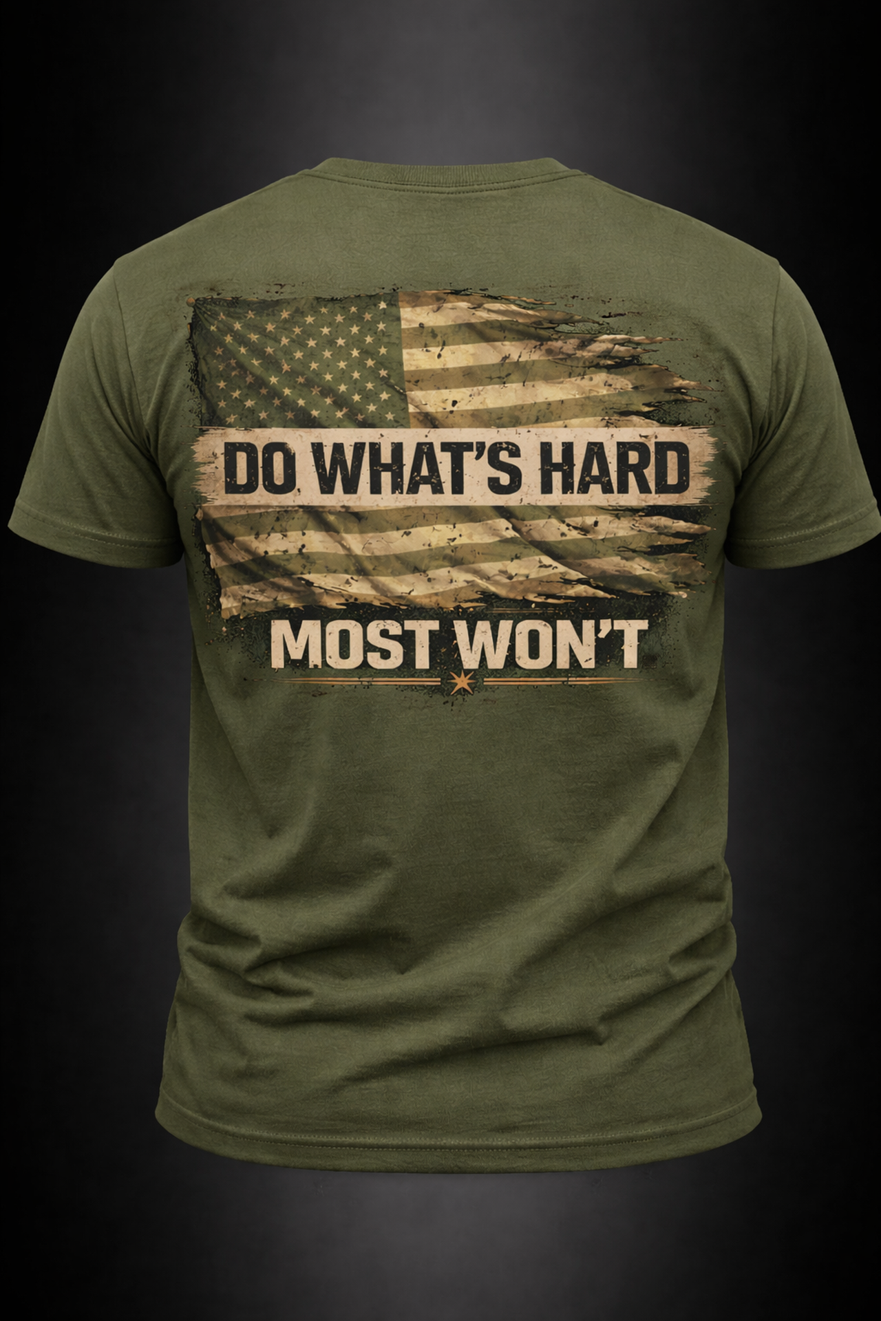 Do What's Hard Most Won't T‑Shirt — Distressed American Flag Graphic Tee - Patriotic apparel from Above Ground Gear
