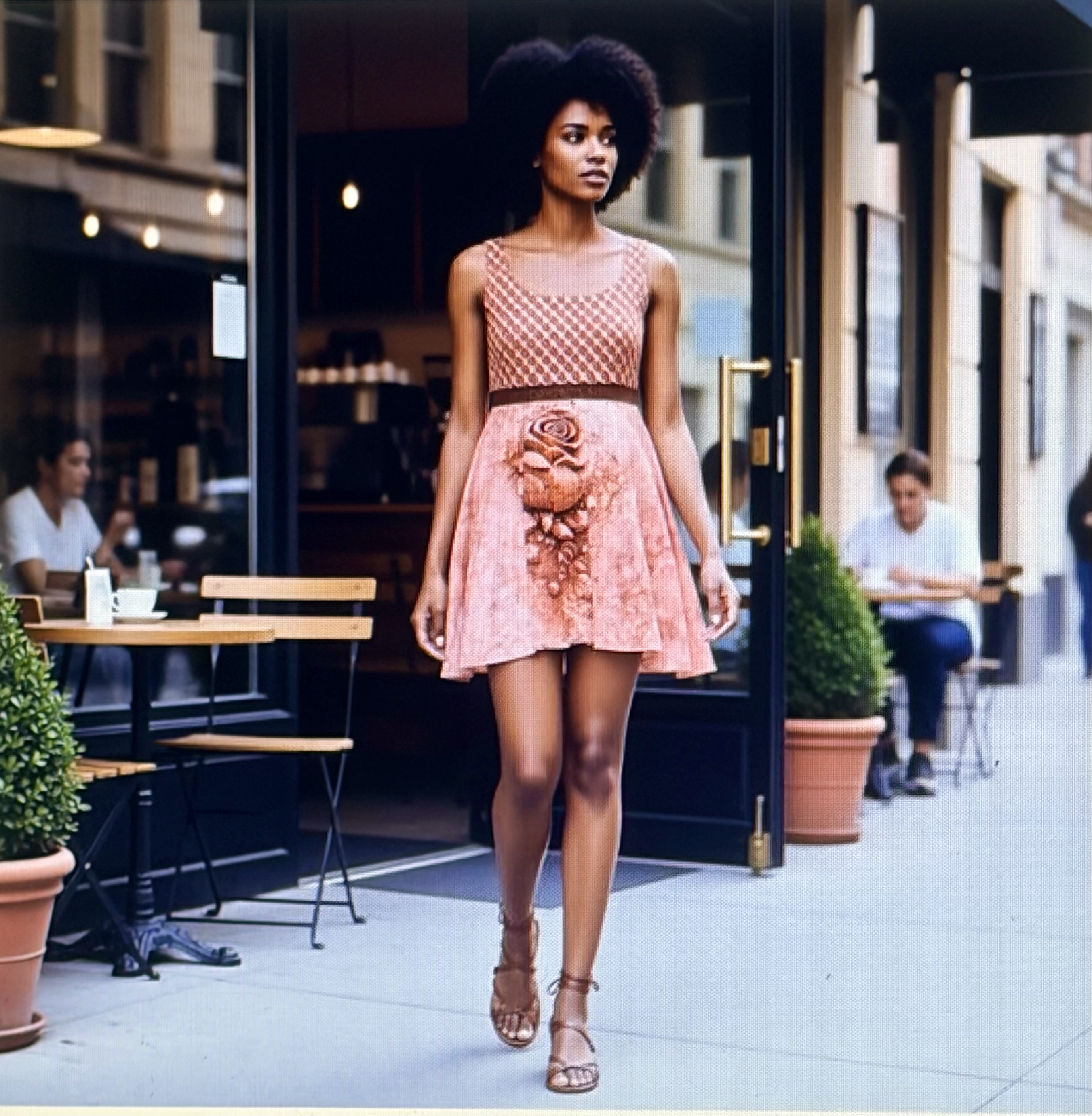 Concrete Rose | Rose Gold Vintage Floral Dress product thumbnail image