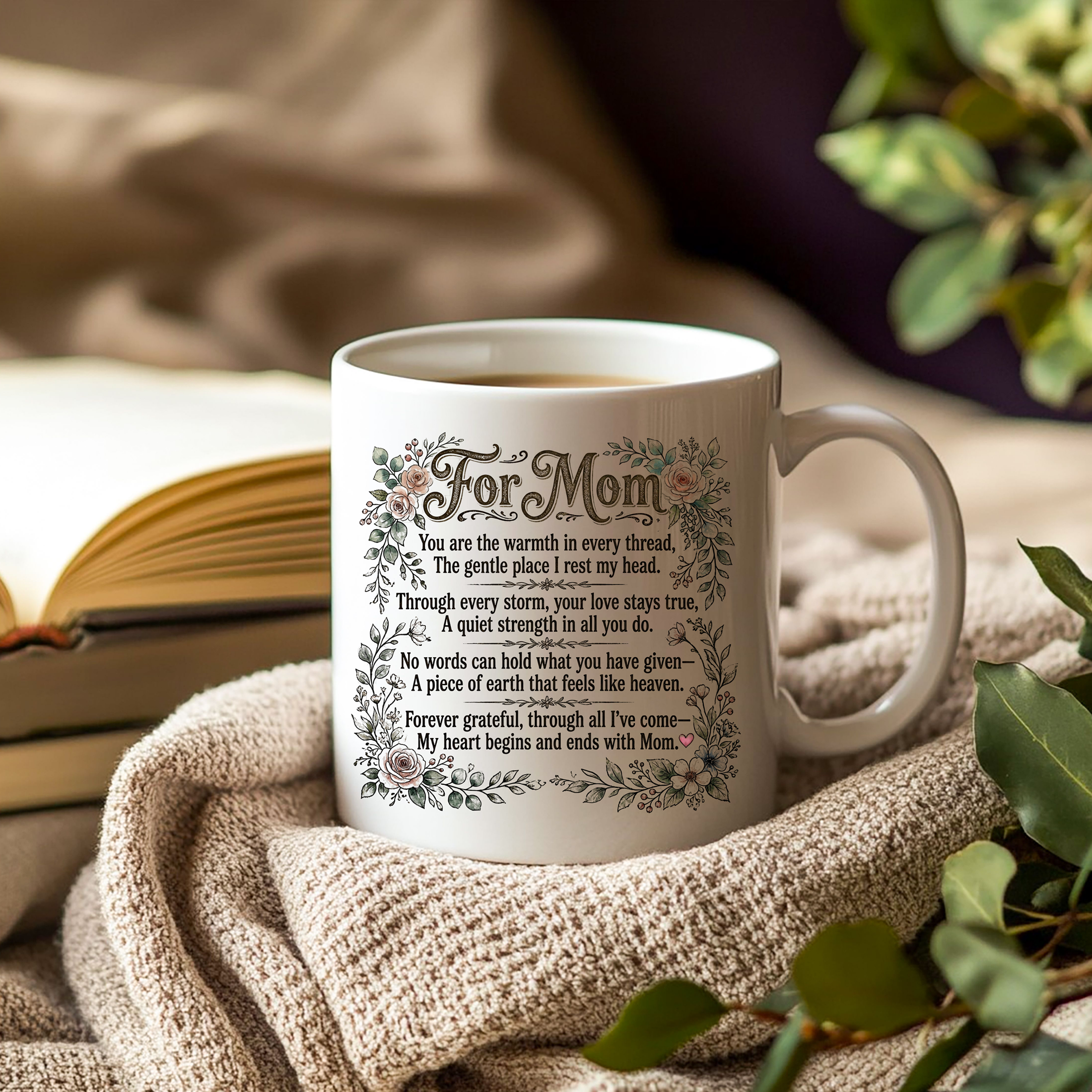 For Mom Floral Poem Mug – Sentimental Mother’s Day Coffee Cup (11oz)