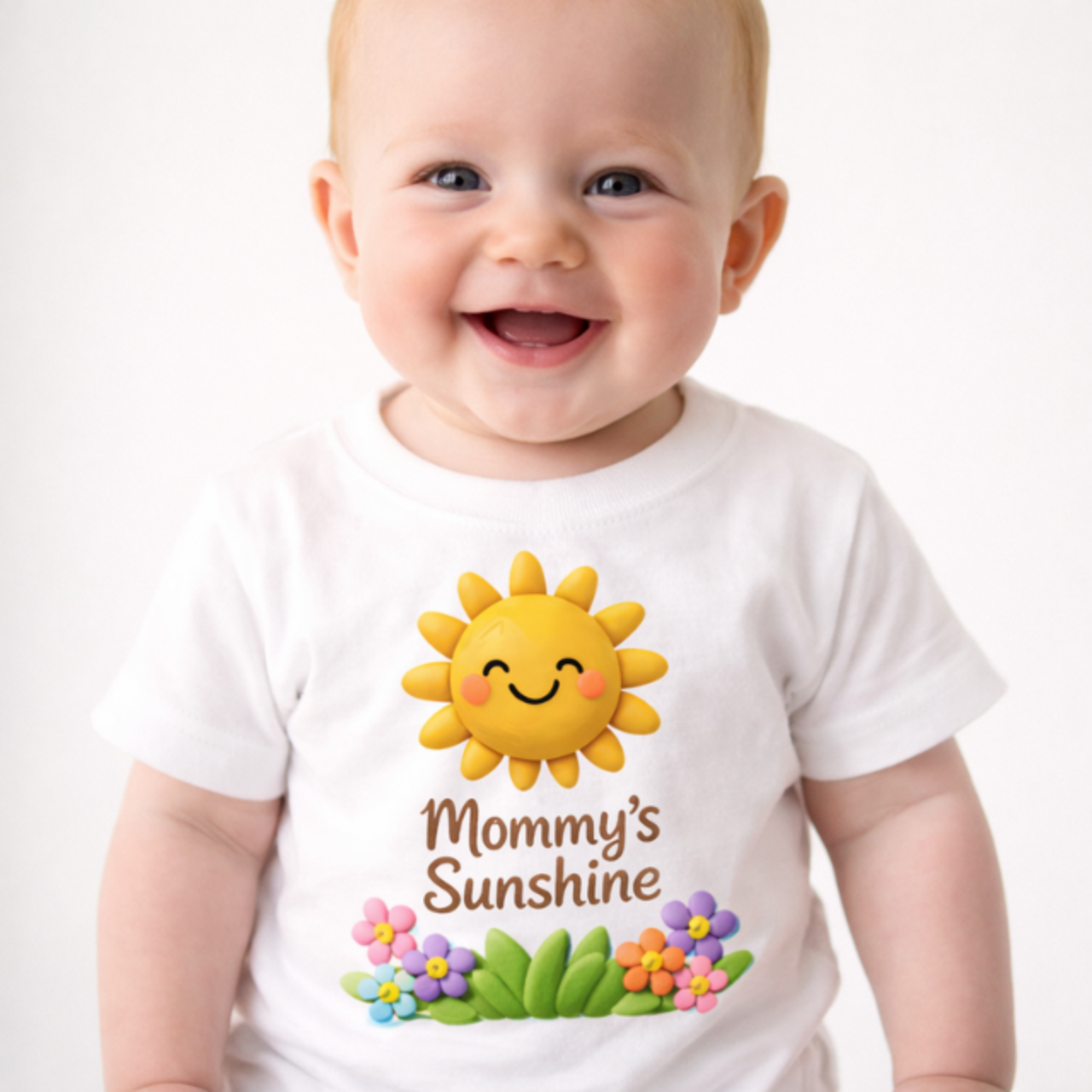 Mommy's Sunshine Infant Tee..Smiling Sun and Flowers T-shirt  product thumbnail image