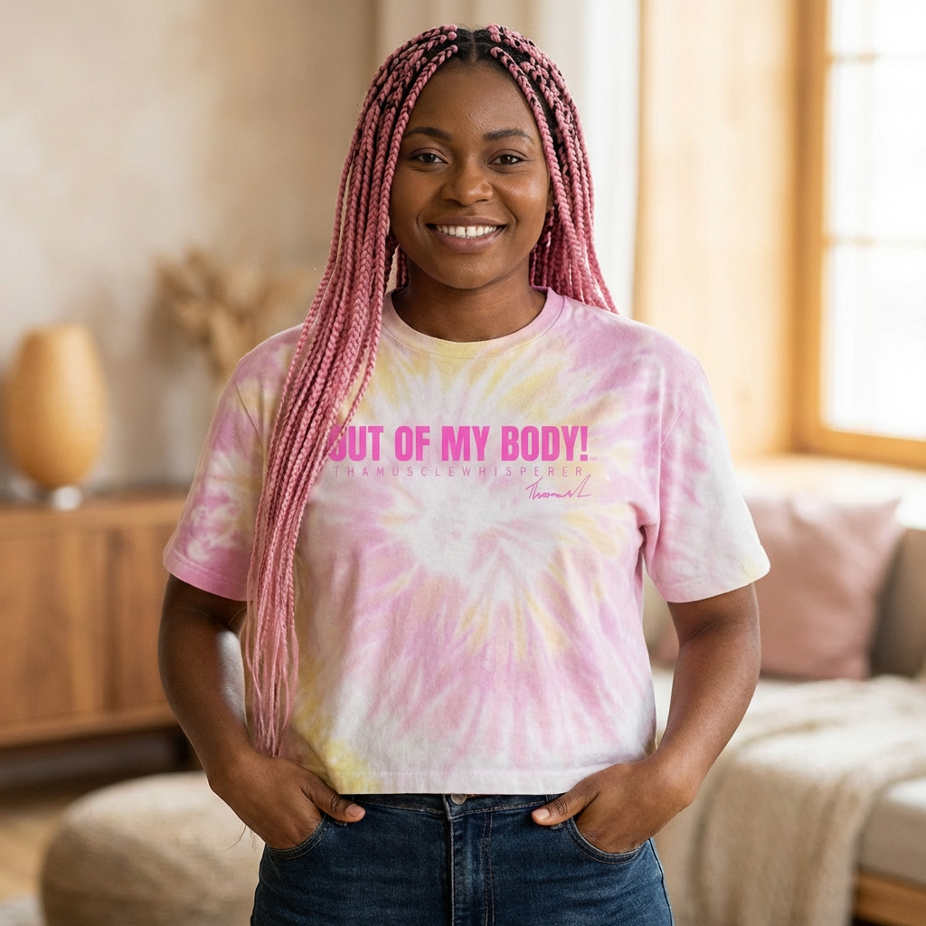 Tie-Dye Crop Tee — "Out Of My Body" Feminist Graphic Top