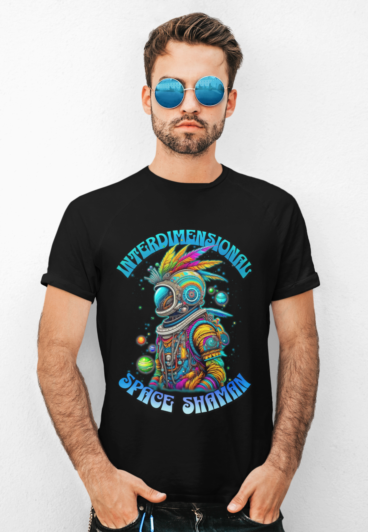 Space Shaman T‑Shirt — Colorful Psychedelic Astronaut Graphic Tee product thumbnail image Space Shaman T‑Shirt — Colorful Psychedelic Astronaut Graphic Tee product thumbnail image
