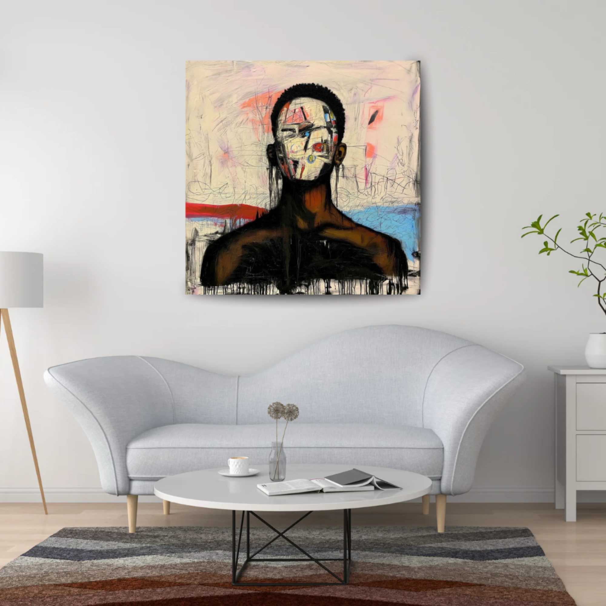 Abstract Portrait Canvas Print — Masked Figure Matte Stretched Wall Art product thumbnail image