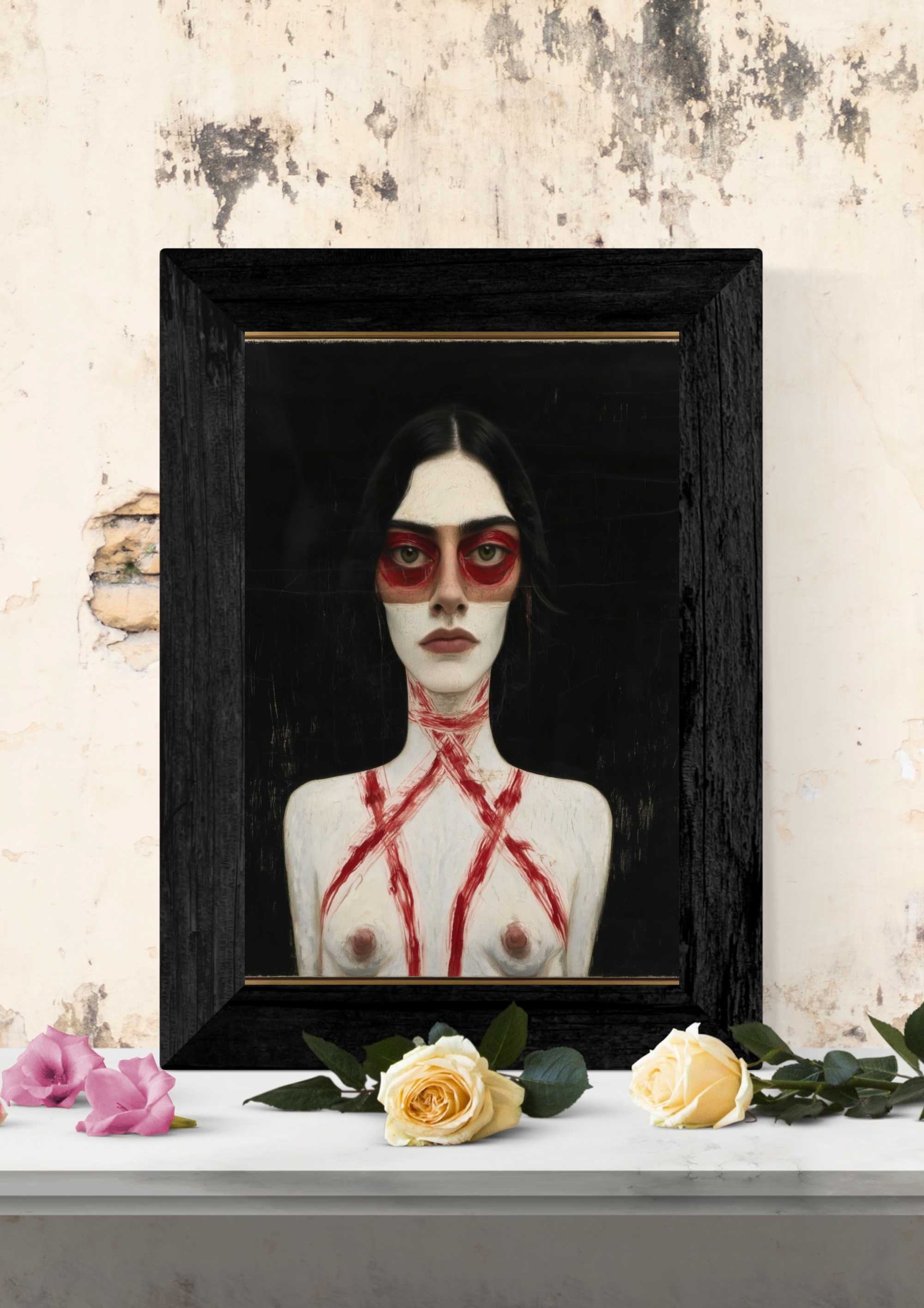 Dark Portrait Canvas — Gothic Female Figure Art
