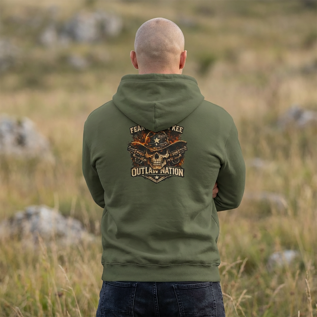 Outlaw Nation Skull Hoodie – Fearless American  product thumbnail image