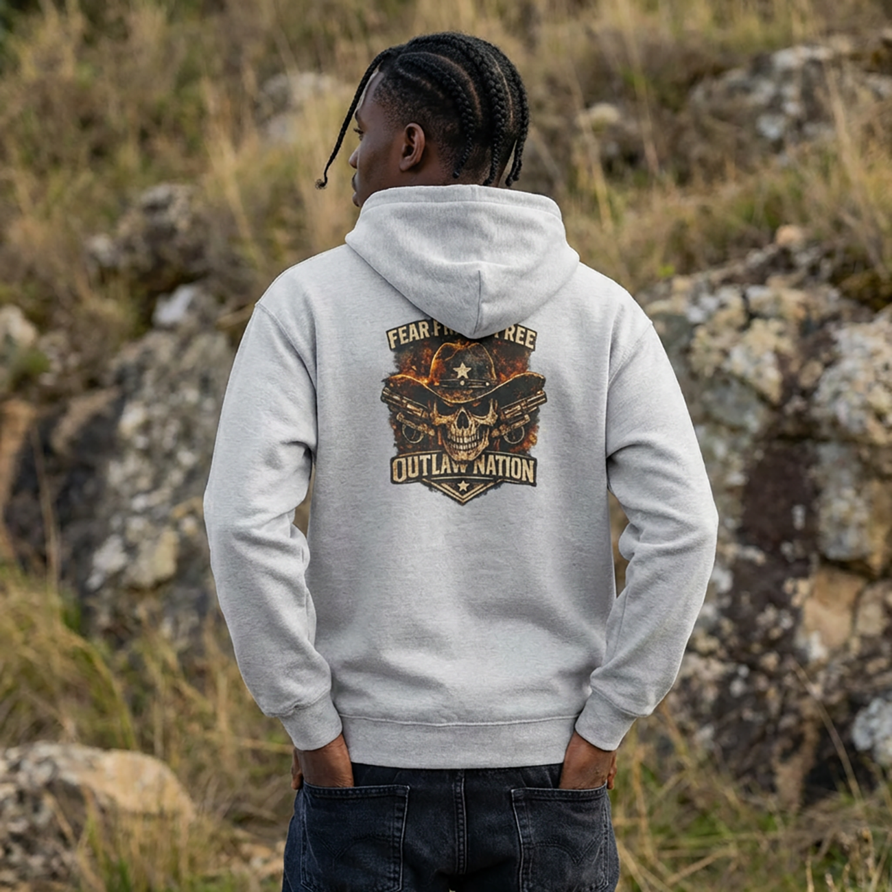 Outlaw Nation Skull Hoodie – Fearless American  product thumbnail image