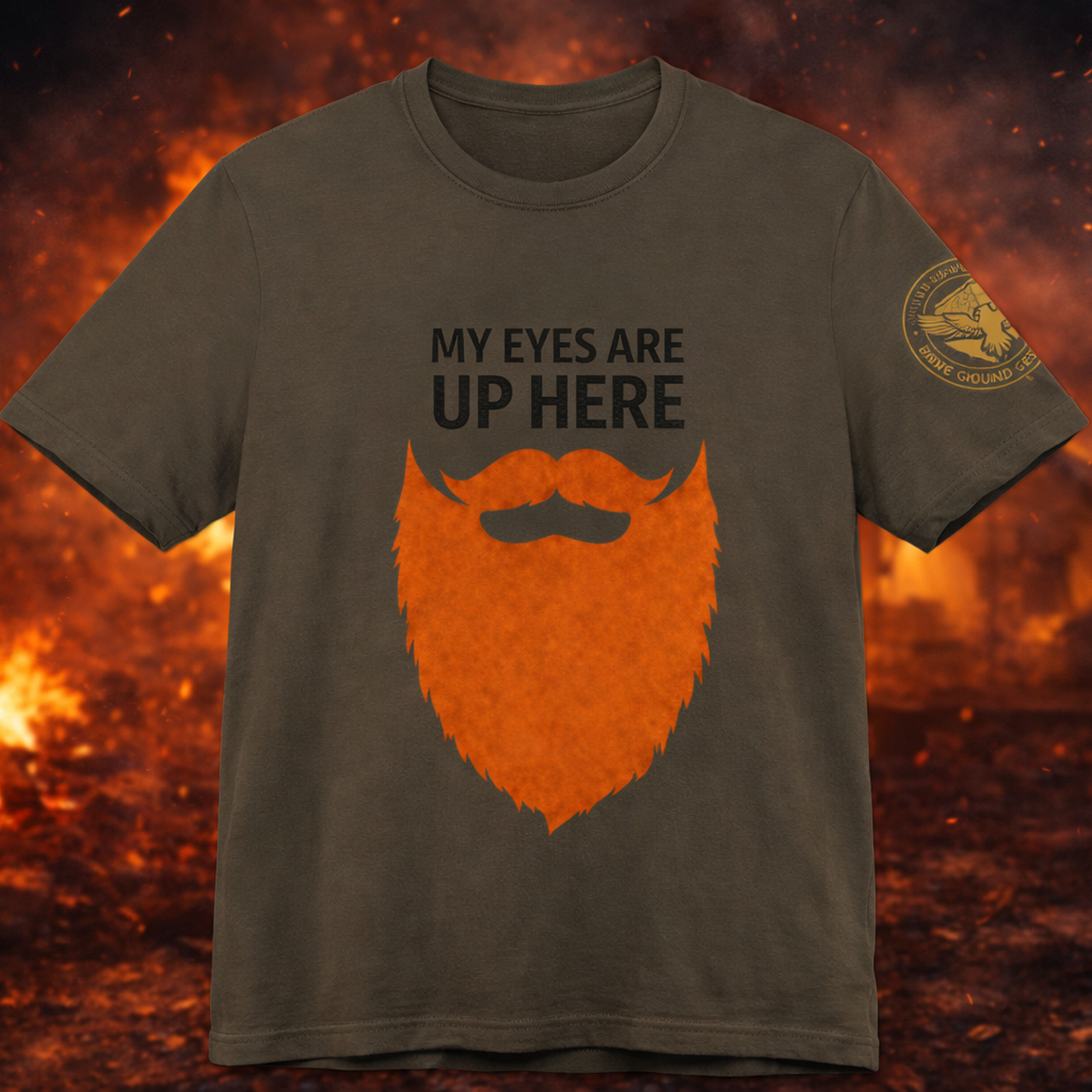 My Eyes Are Up Here Beard Graphic Tee - Patriotic apparel from Above Ground Gear